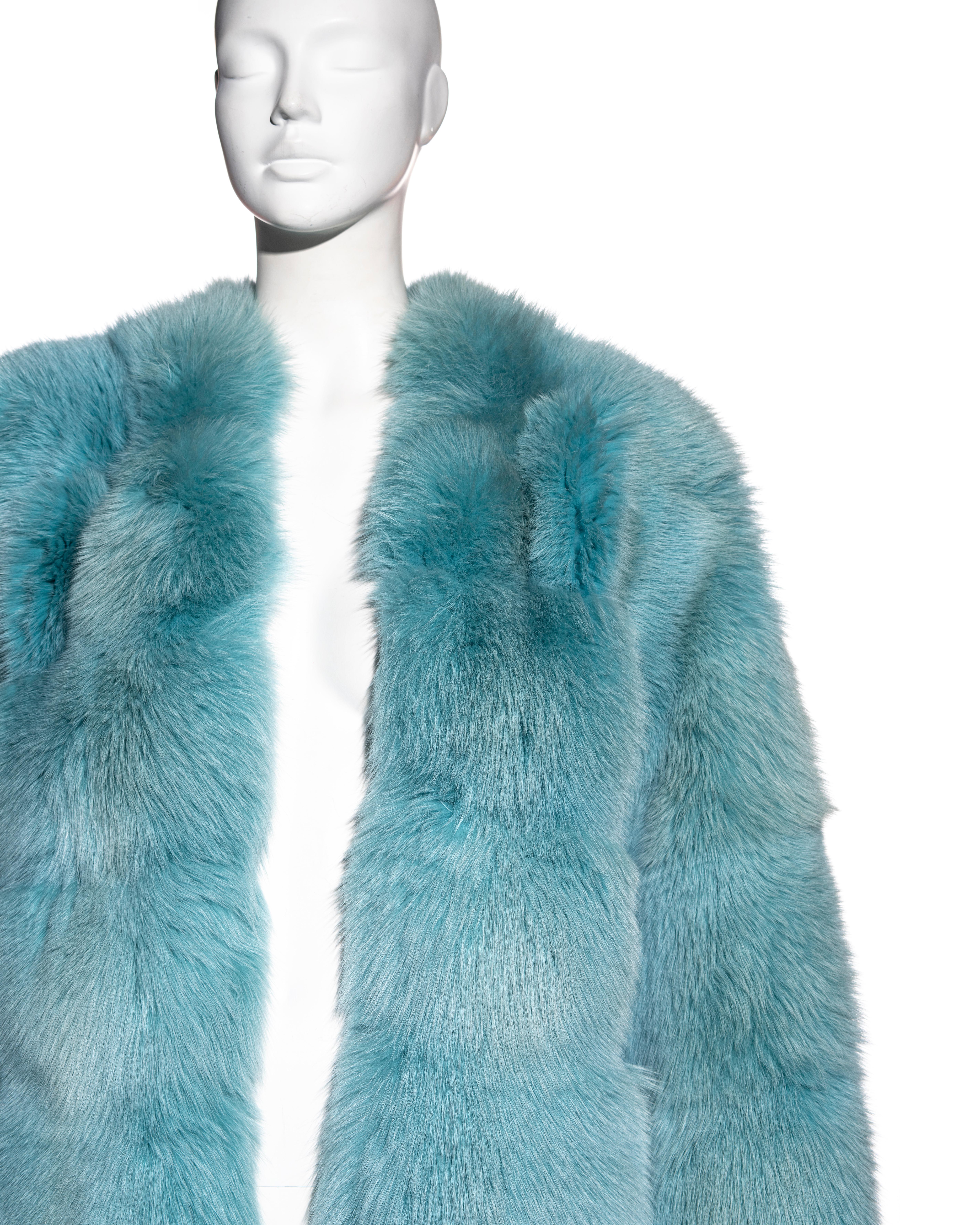 Gucci by Tom Ford aqua blue fox fur oversized coat, fw 1997 4