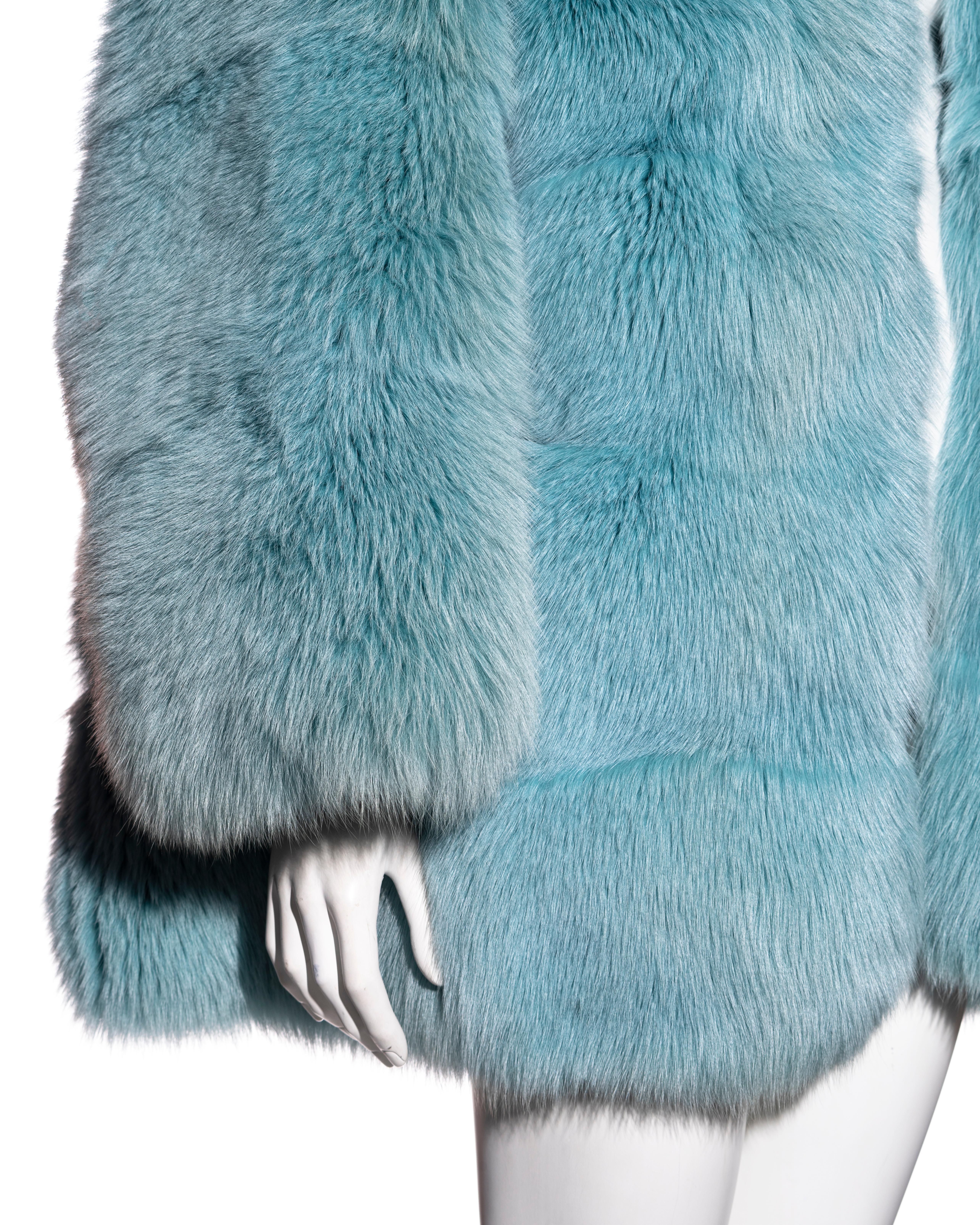 Gucci by Tom Ford aqua blue fox fur oversized coat, fw 1997 6