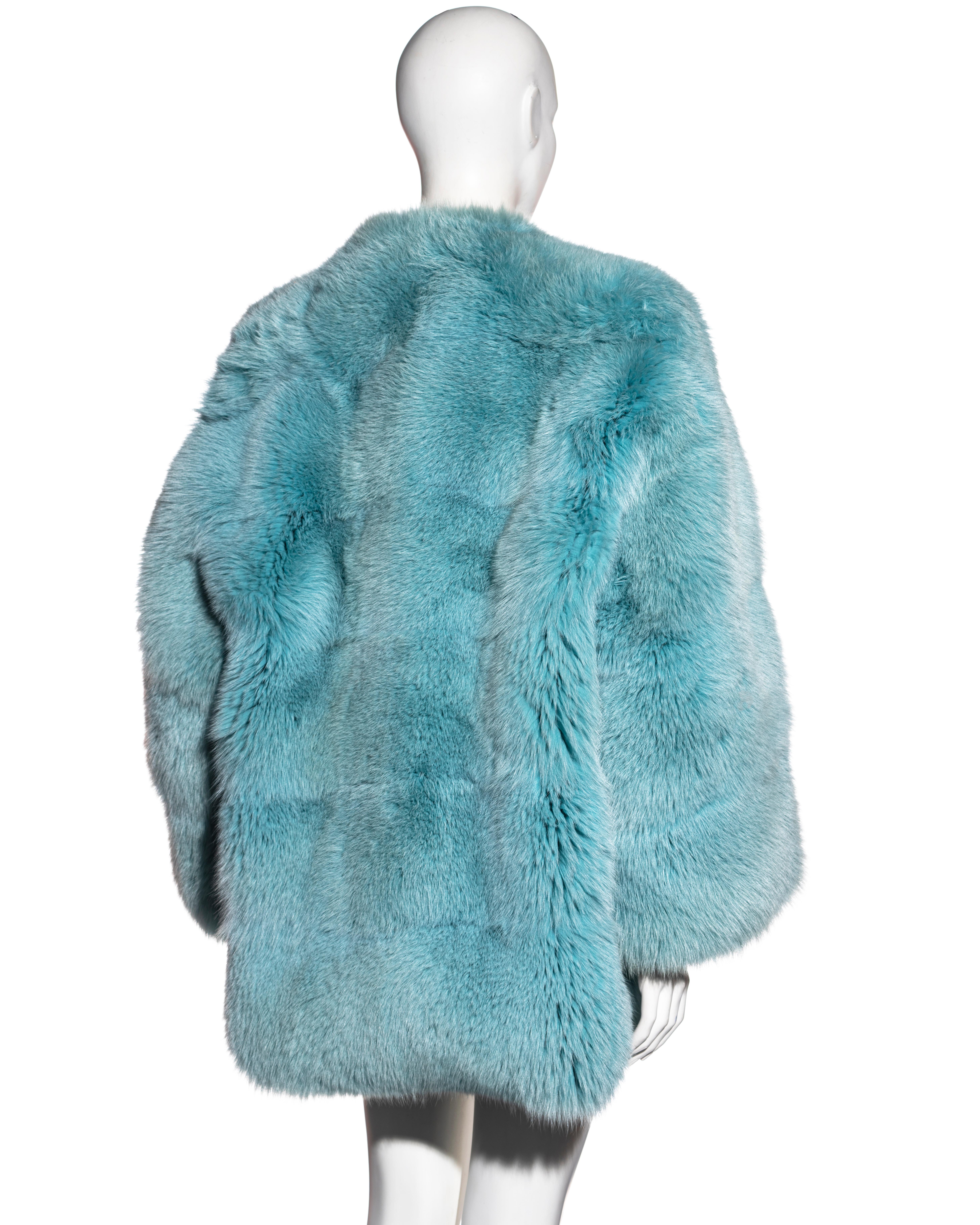 Gucci by Tom Ford aqua blue fox fur oversized coat, fw 1997 7