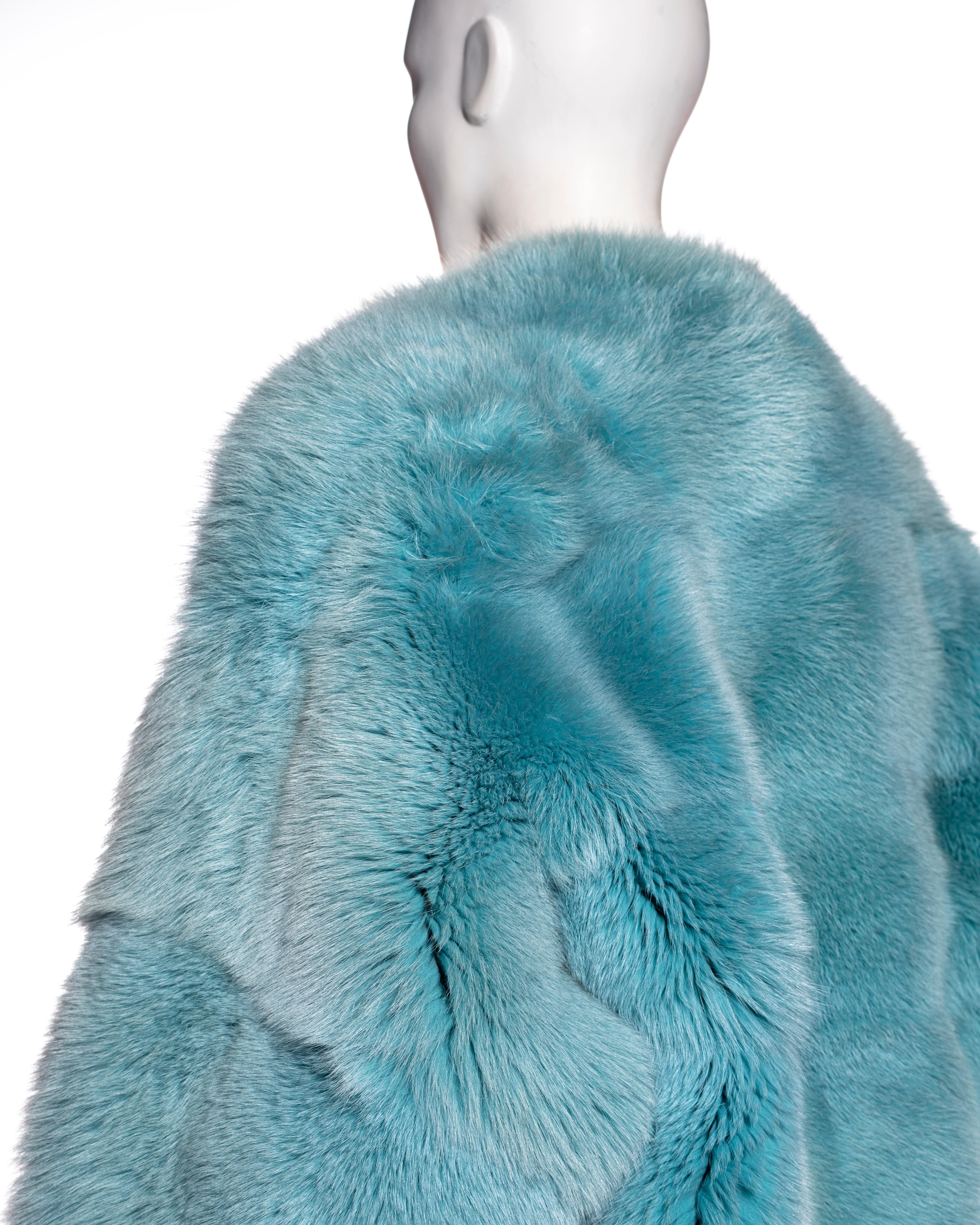 Gucci by Tom Ford aqua blue fox fur oversized coat, fw 1997 8