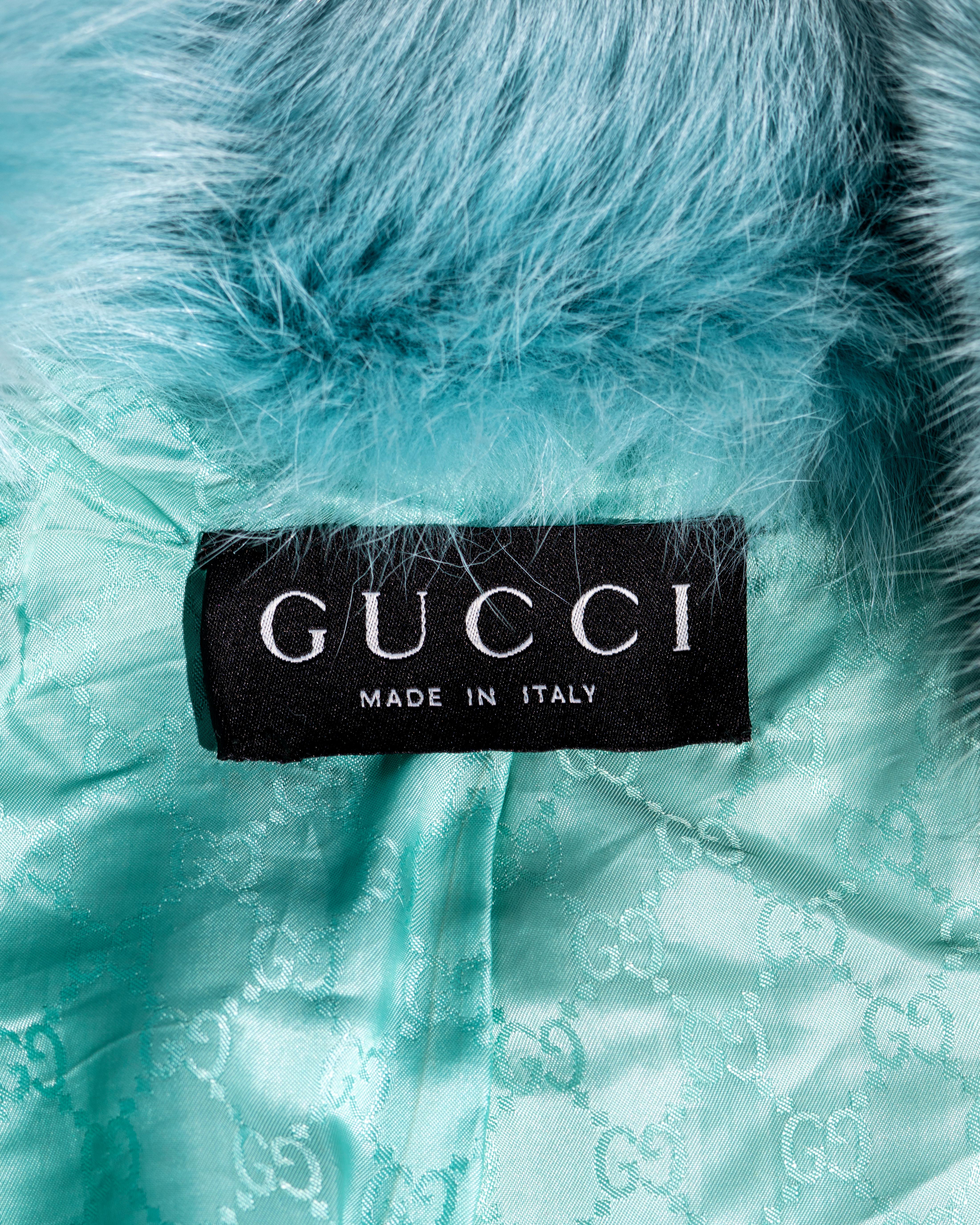 Gucci by Tom Ford aqua blue fox fur oversized coat, fw 1997 10