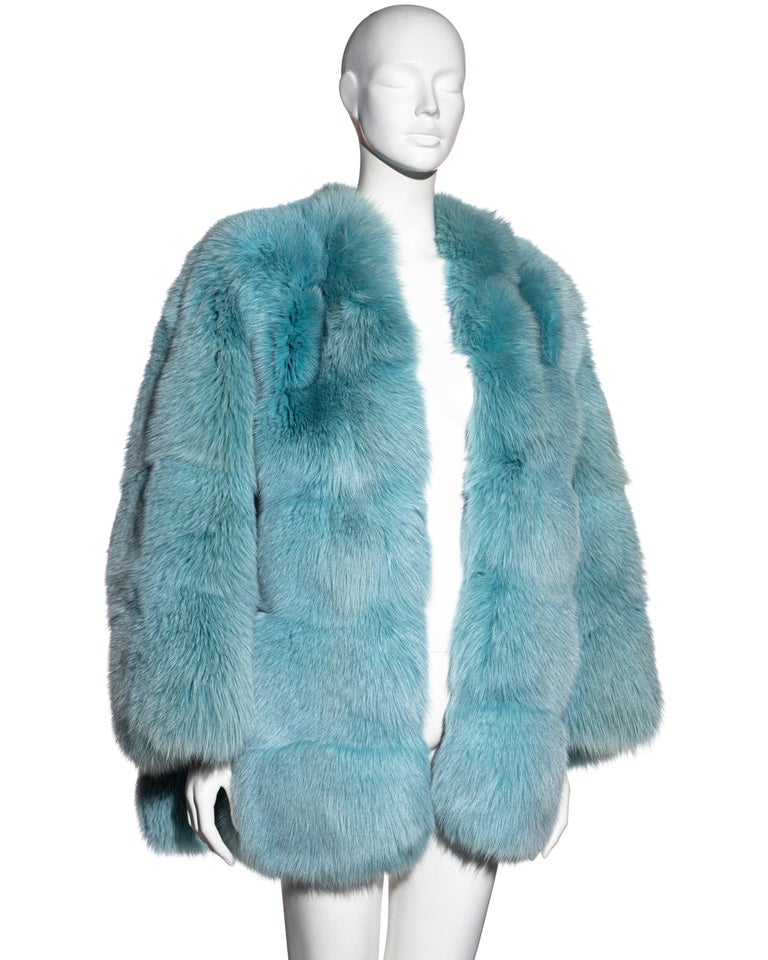 Gucci by Tom Ford aqua blue fox fur oversized coat, fw 1997 at 1stDibs