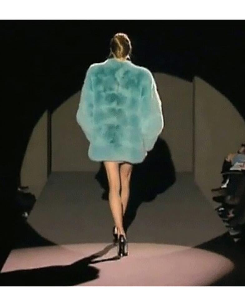 Women's Gucci by Tom Ford aqua blue fox fur oversized coat, fw 1997