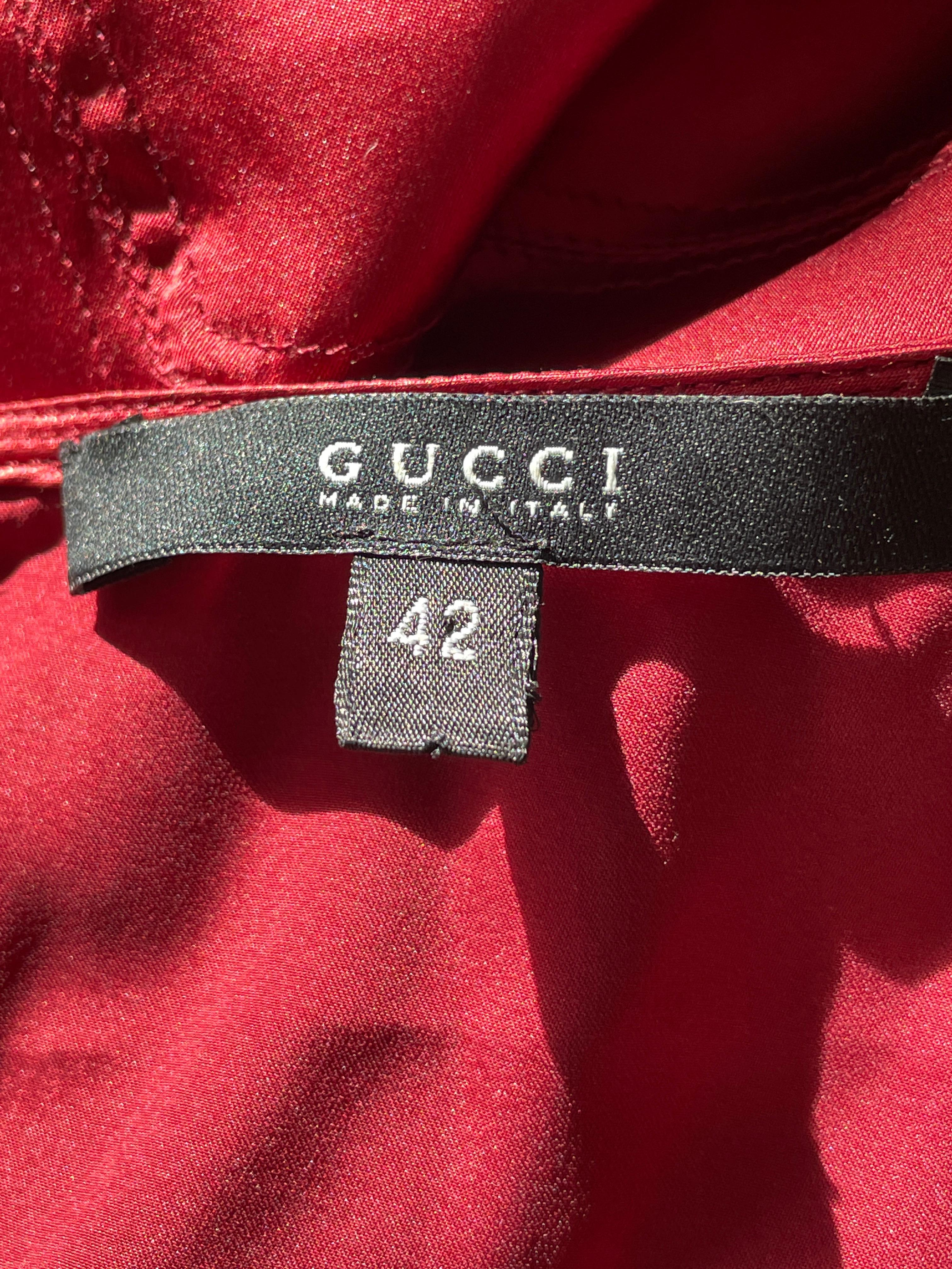 Gucci by Tom Ford Autumn 2003 Red Silk Cocktail Dress For Sale 4