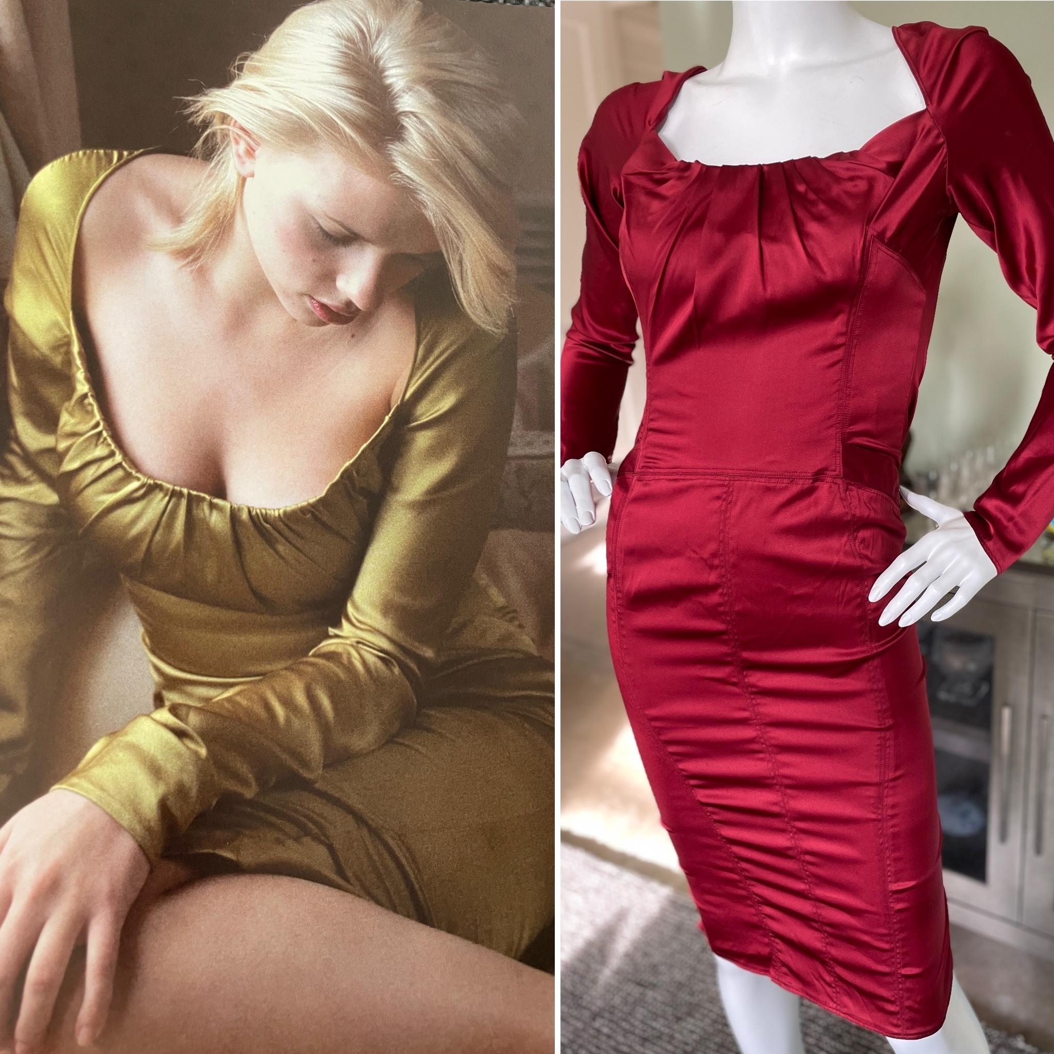 Gucci by Tom Ford Autumn 2003 Red Silk Cocktail Dress
This dress is featured in the Tom Ford book in green.
Size 38
Bust 38