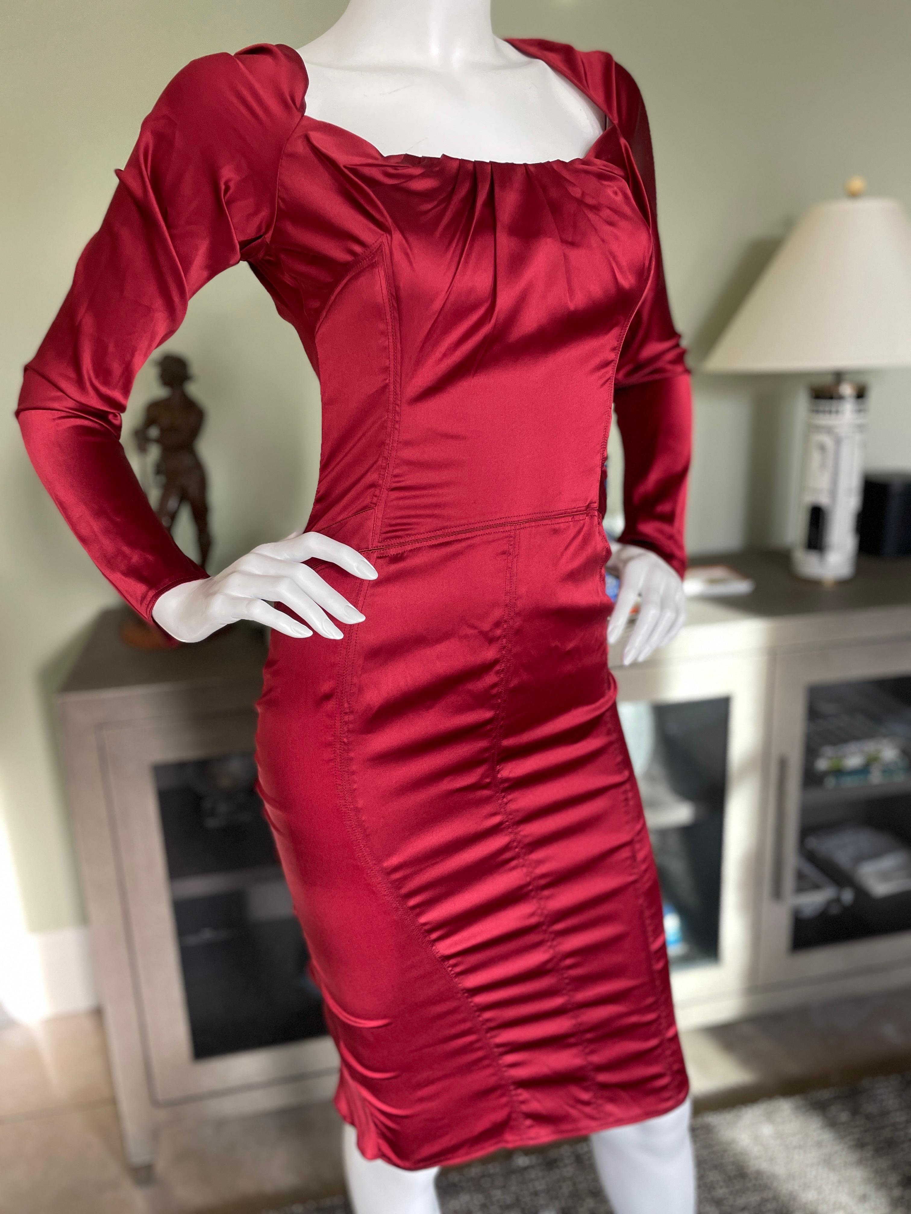 red silk bodycon dress