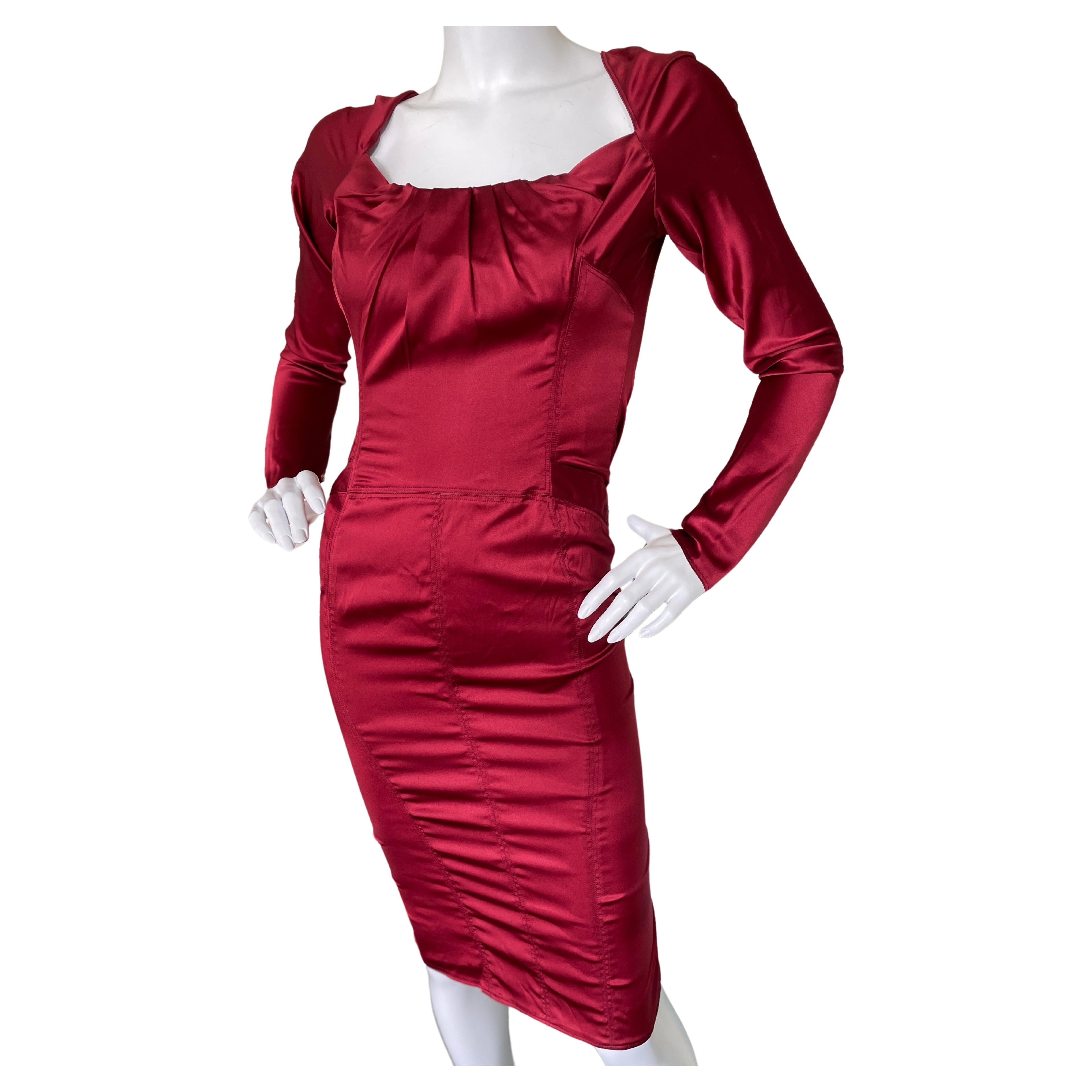 Gucci by Tom Ford Autumn 2003 Red Silk Cocktail Dress For Sale