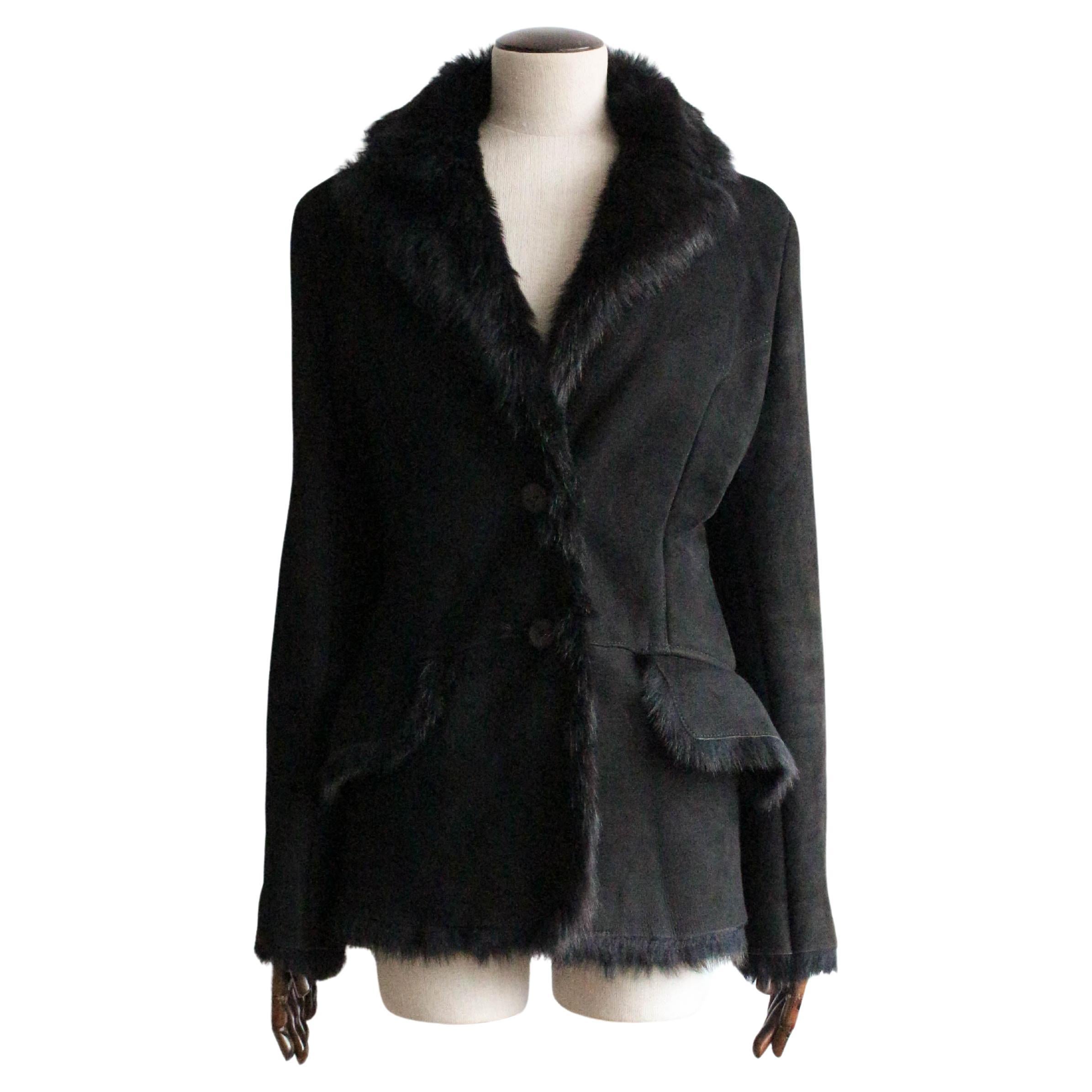 Gucci by Tom Ford Autumn/Winter 1996 Runway Black Fur Lined Suede Blazer