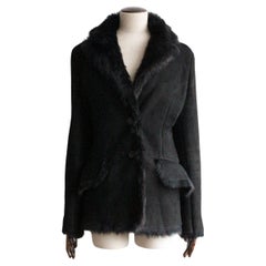 Gucci by Tom Ford Autumn/Winter 1996 Runway Black Fur Lined Suede Blazer