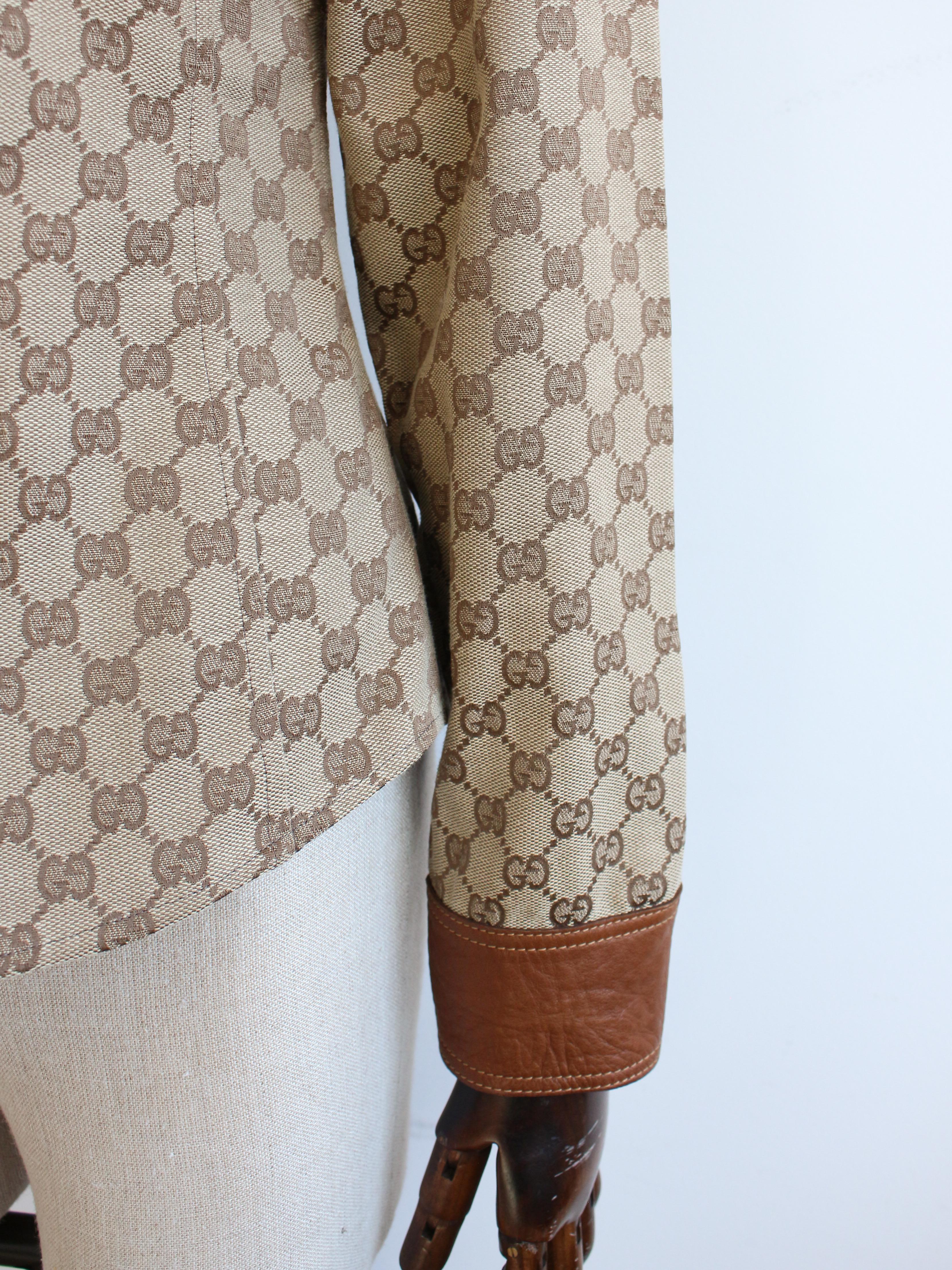 Gucci by Tom Ford Autumn/Winter 2000 Canvas & Leather Monogram Shirt 5