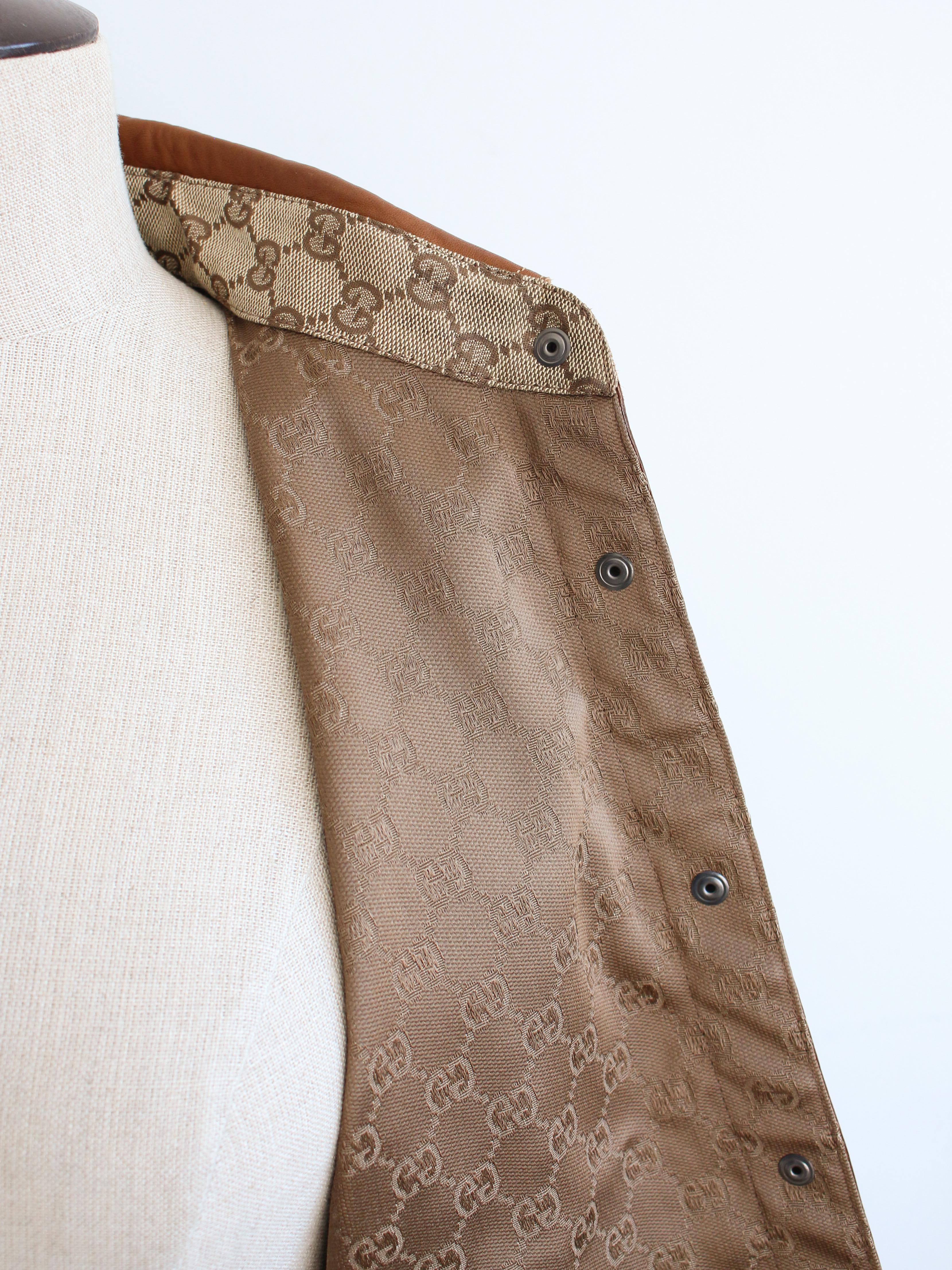 Gucci by Tom Ford Autumn/Winter 2000 Canvas & Leather Monogram Shirt 6