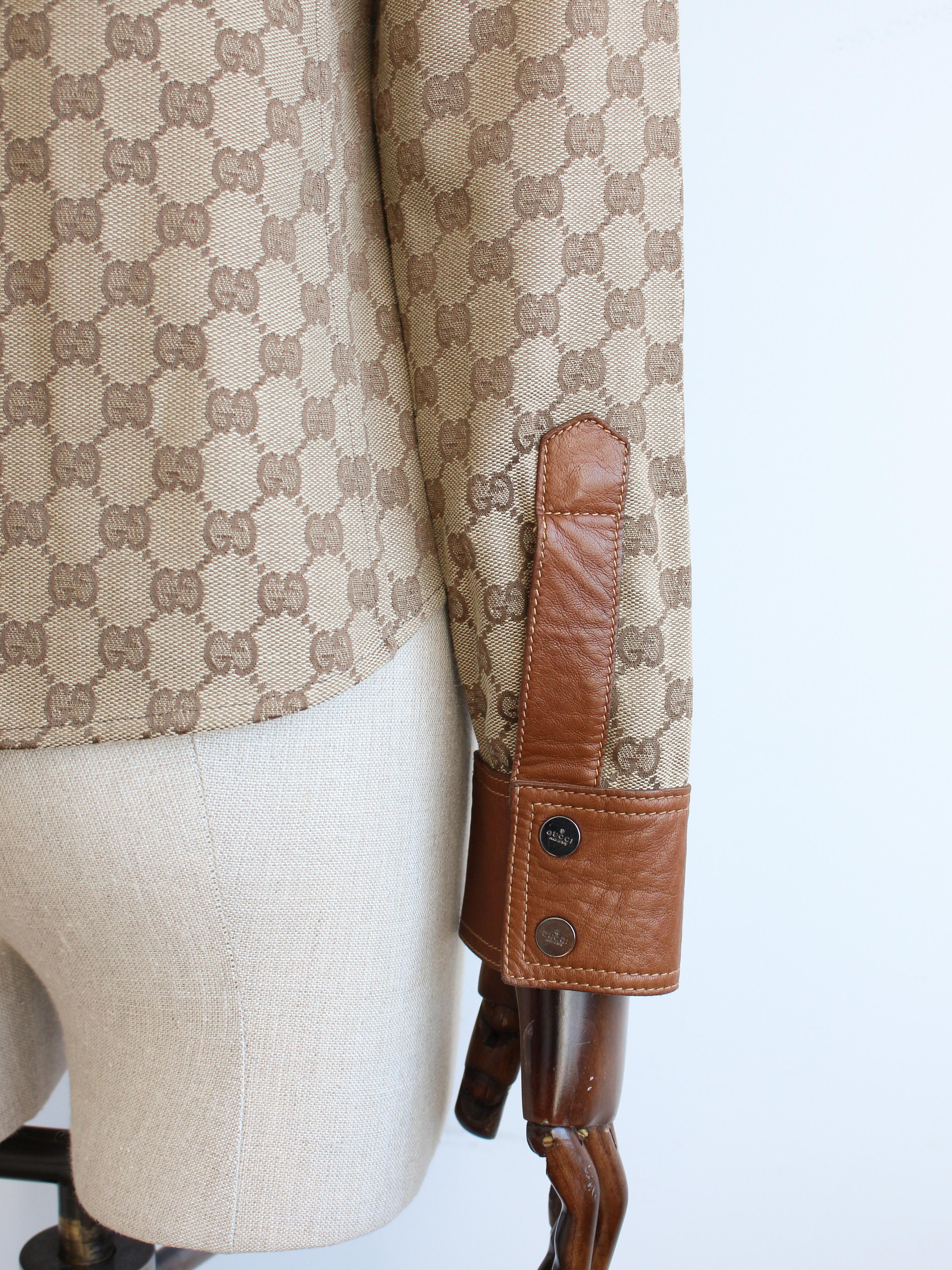 Gucci by Tom Ford Autumn/Winter 2000 Canvas & Leather Monogram Shirt 7