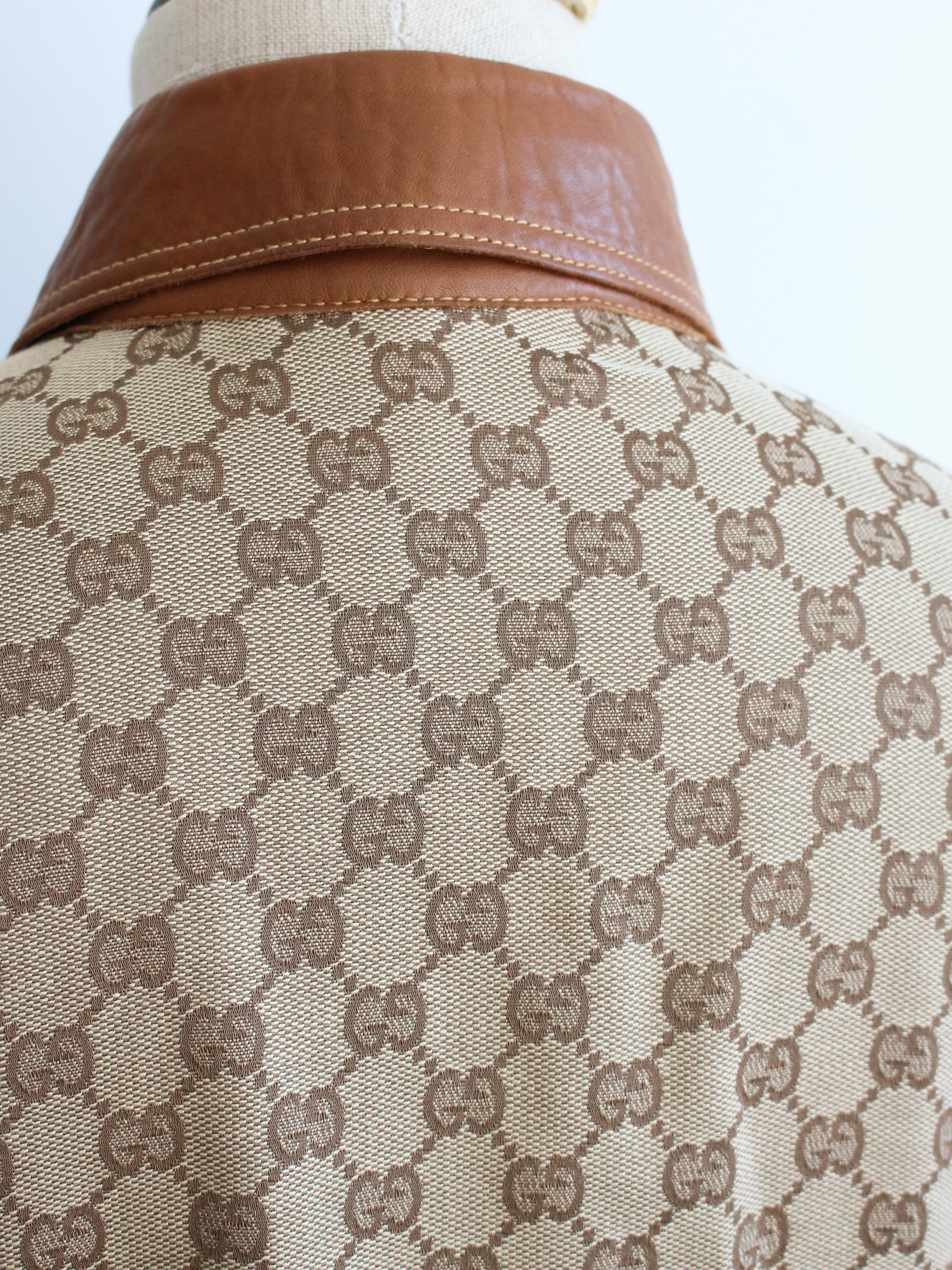 Gucci by Tom Ford Autumn/Winter 2000 Canvas & Leather Monogram Shirt 8