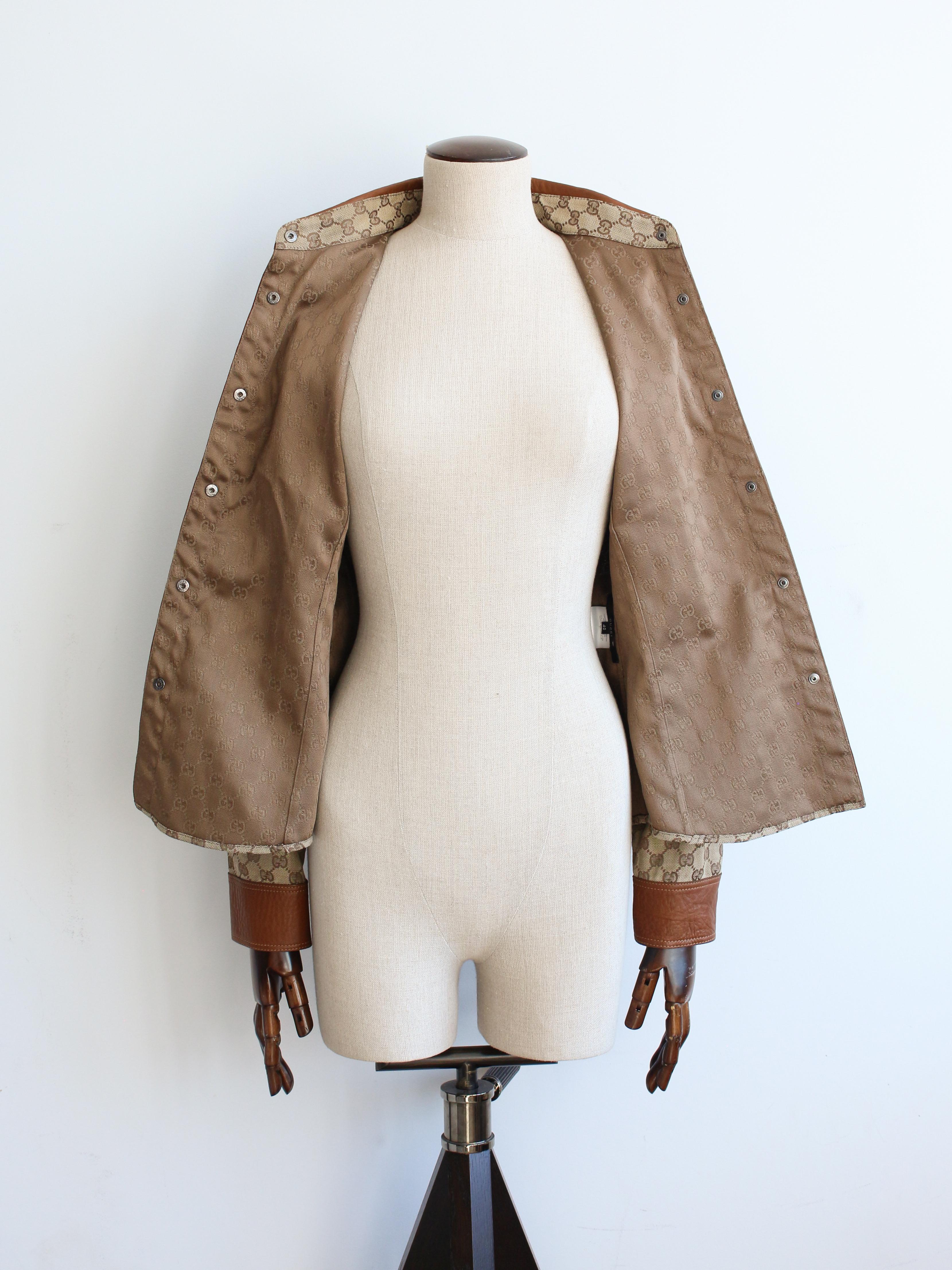 Women's Gucci by Tom Ford Autumn/Winter 2000 Canvas & Leather Monogram Shirt