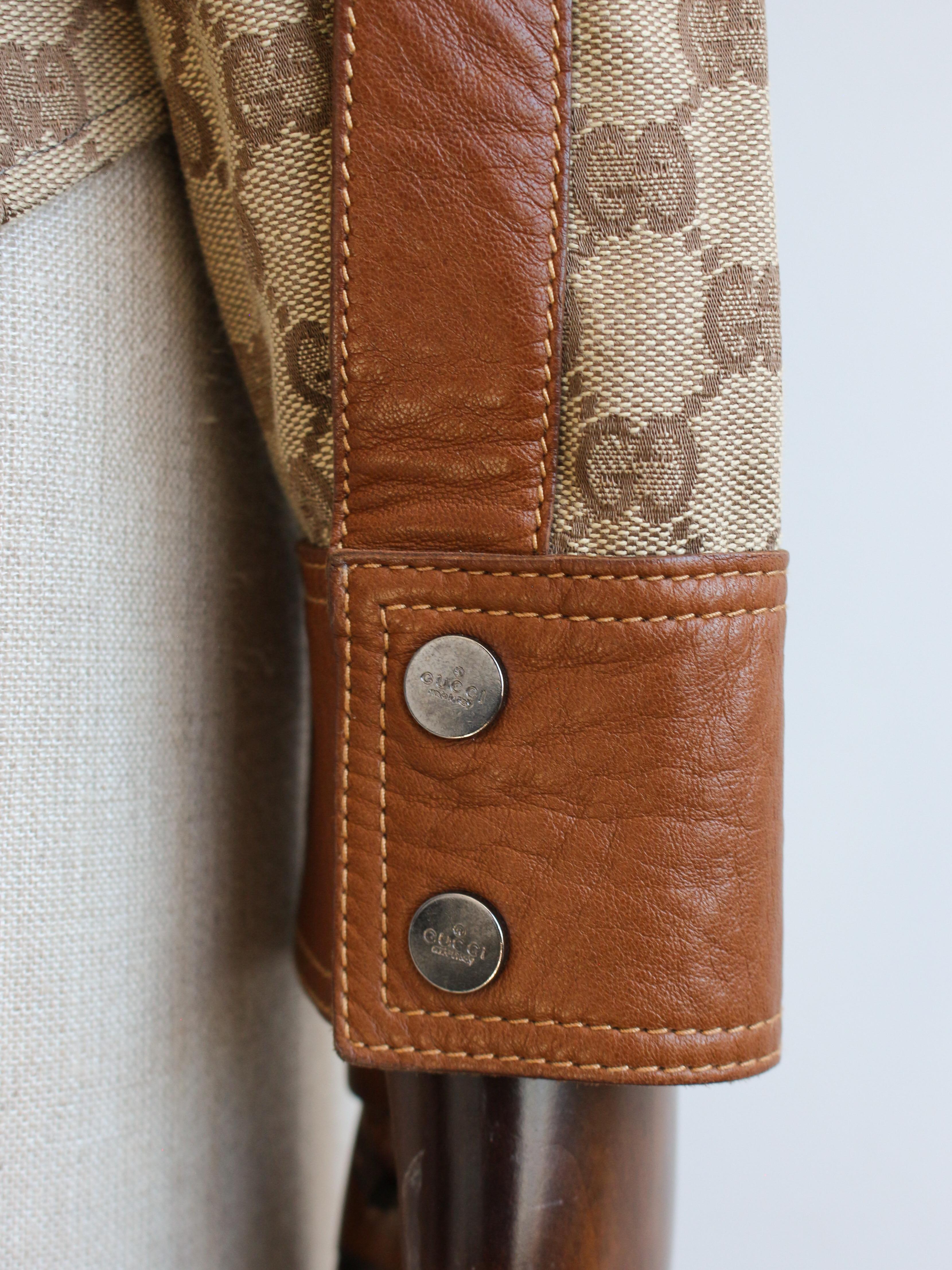 Gucci by Tom Ford Autumn/Winter 2000 Canvas & Leather Monogram Shirt 2