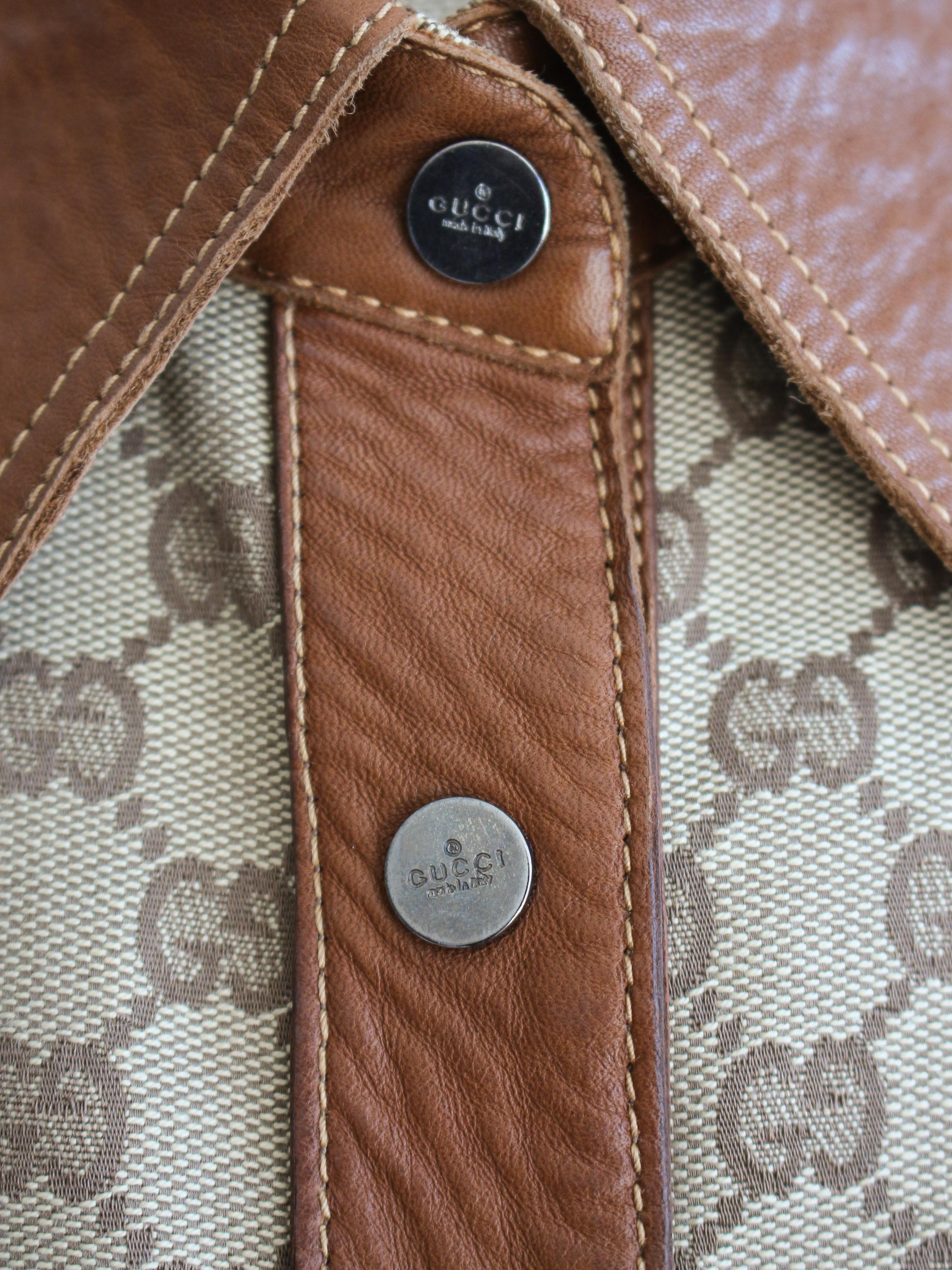 Gucci by Tom Ford Autumn/Winter 2000 Canvas & Leather Monogram Shirt 3