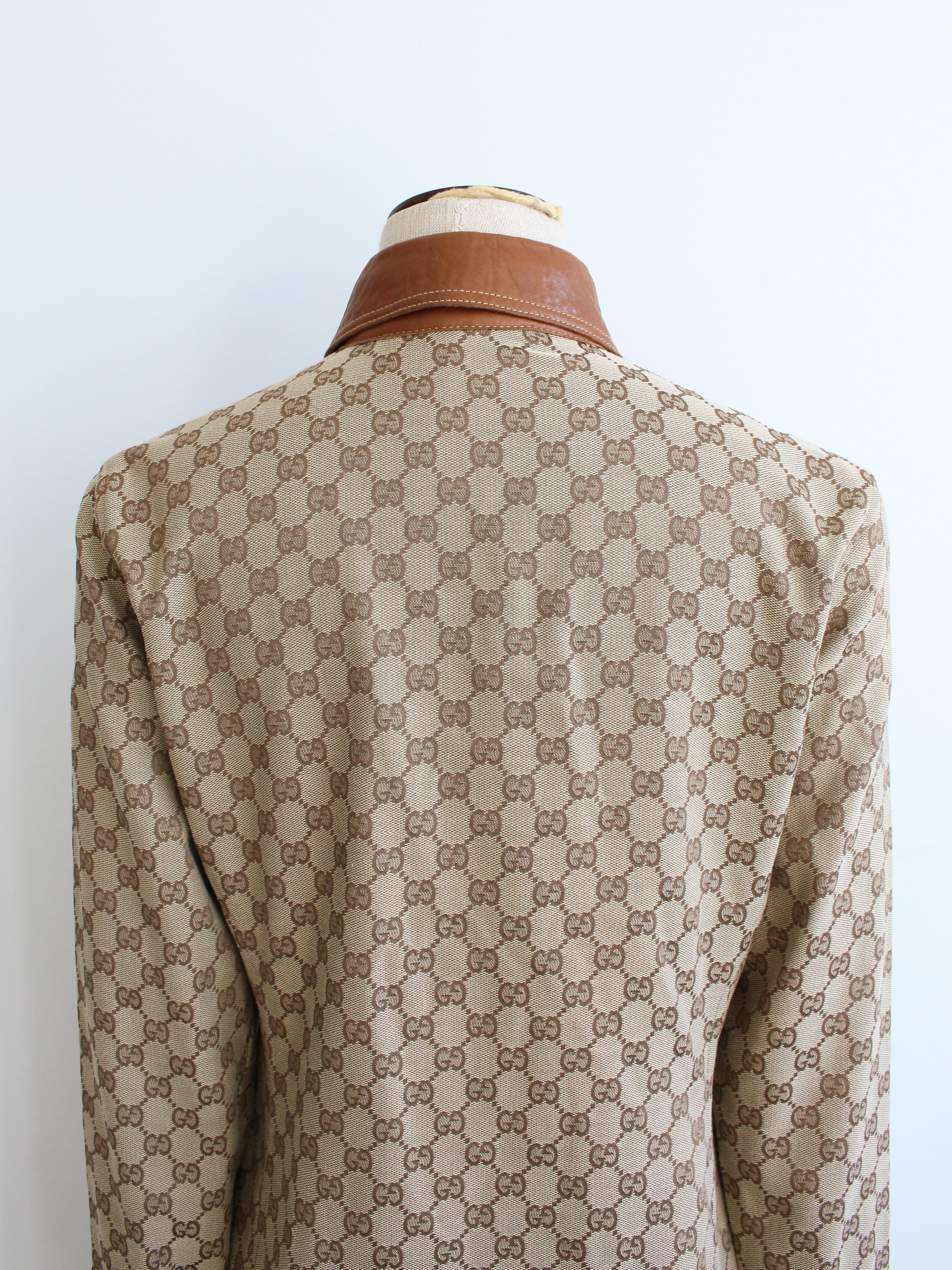 Gucci by Tom Ford Autumn/Winter 2000 Canvas & Leather Monogram Shirt 4