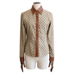 Gucci by Tom Ford Autumn/Winter 2000 Canvas & Leather Monogram Shirt