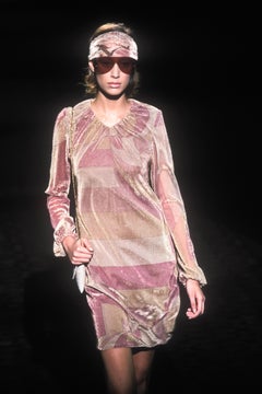 Gucci by Tom Ford Autumn/Winter 2000 Runway Gold and Pink Lurex Geometric Dress