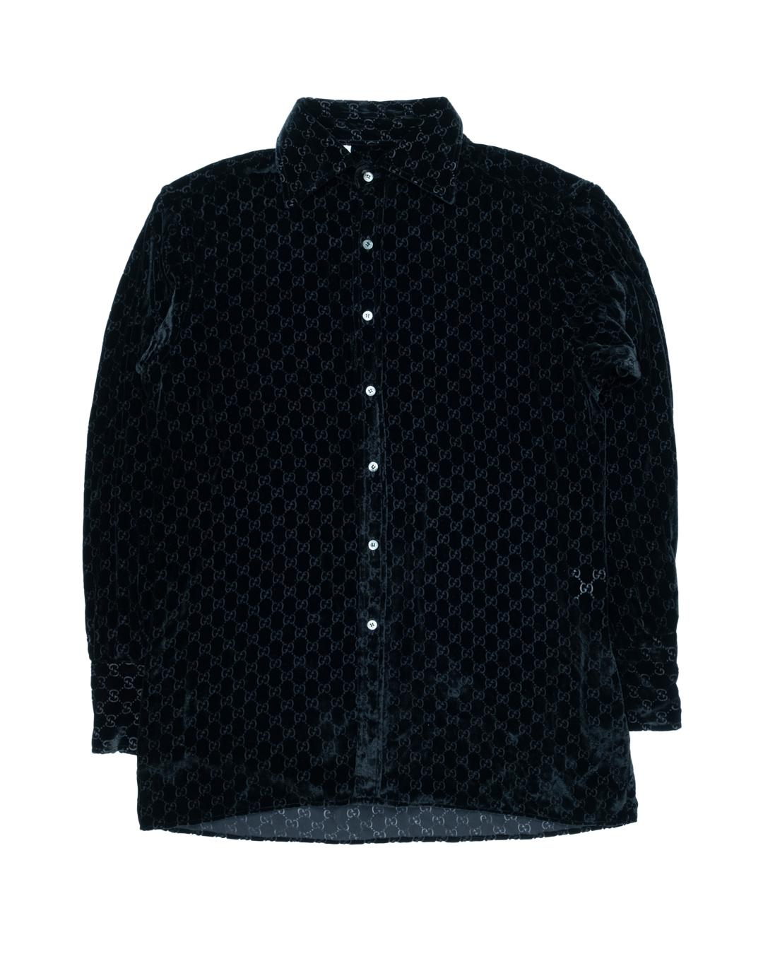 Gucci by Tom Ford AW1997 Oversized Velvet Monogrammed Button-Up In Good Condition In Beverly Hills, CA