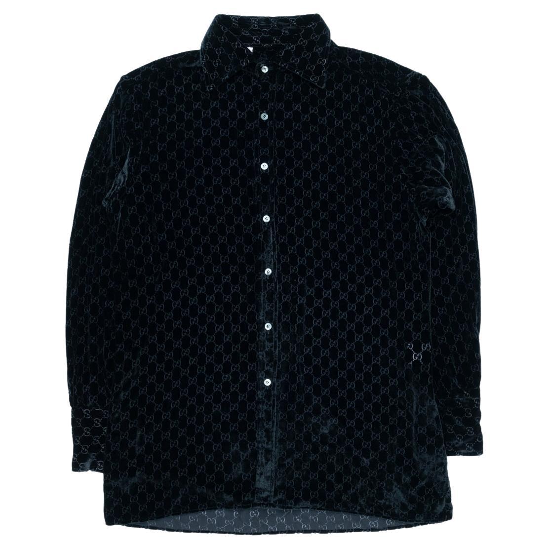 Gucci by Tom Ford AW1997 Oversized Velvet Monogrammed Button-Up