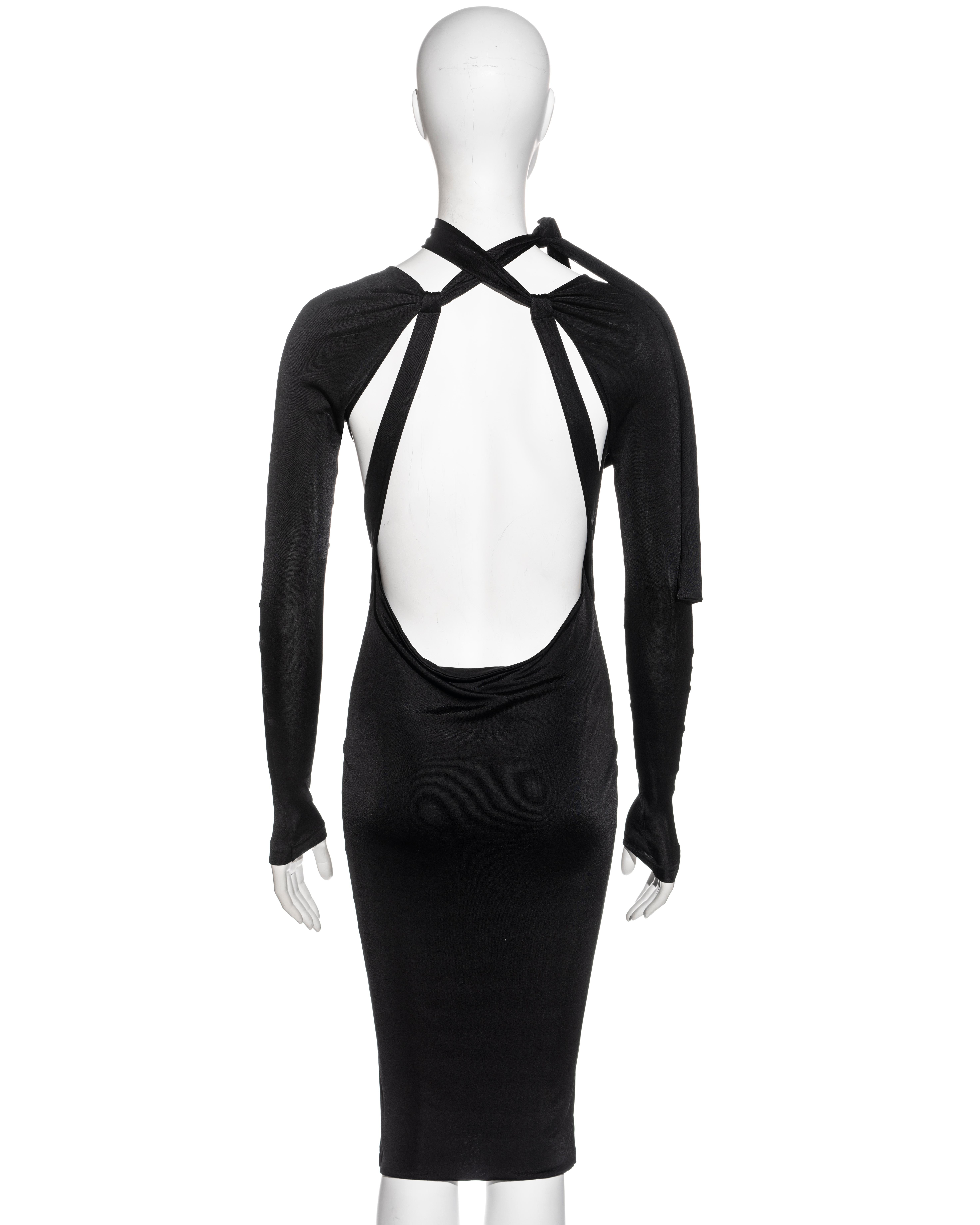 Gucci by Tom Ford black bare midriff long sleeve evening dress, fw 2003 5