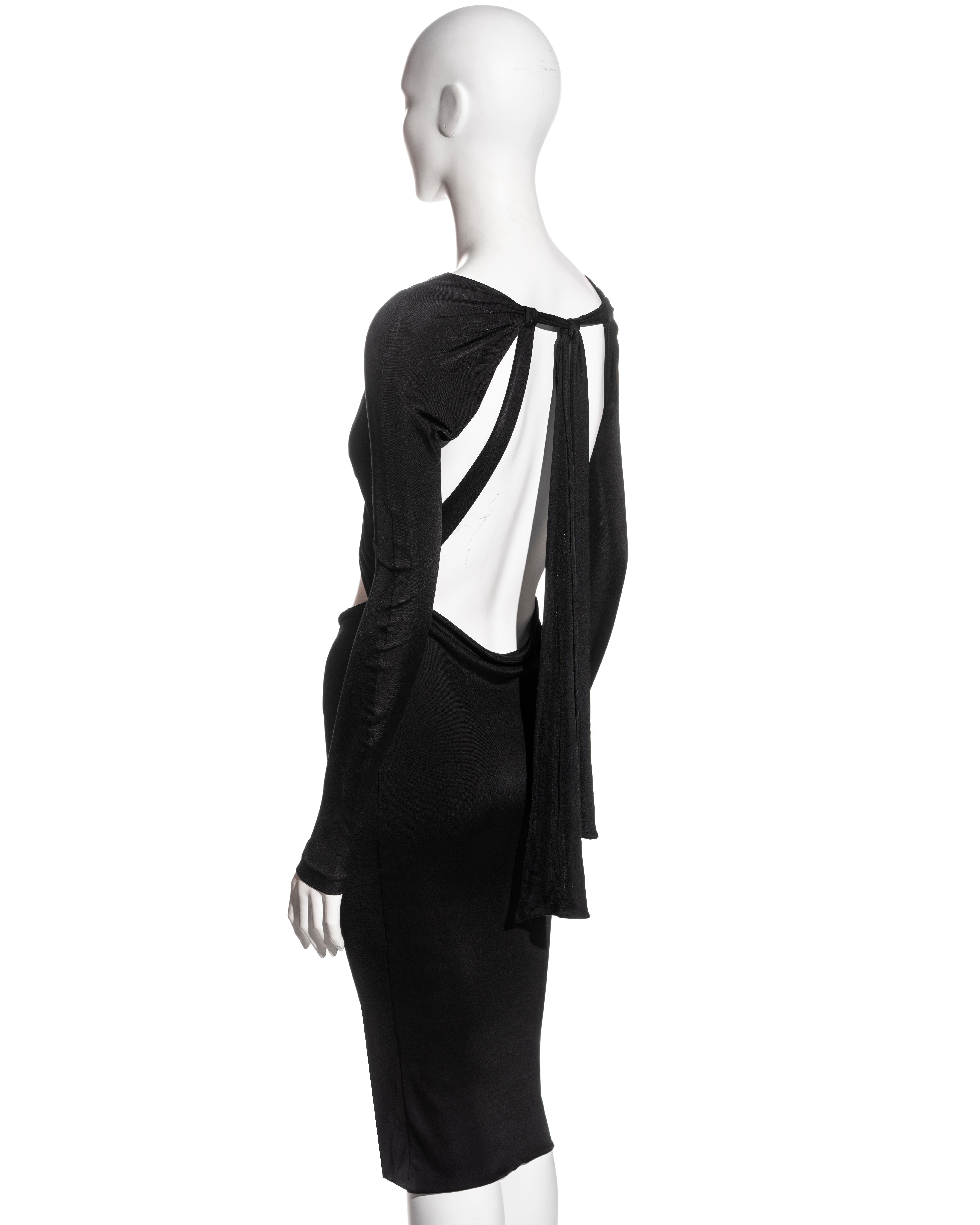 Gucci by Tom Ford black bare midriff long sleeve evening dress, fw 2003 6