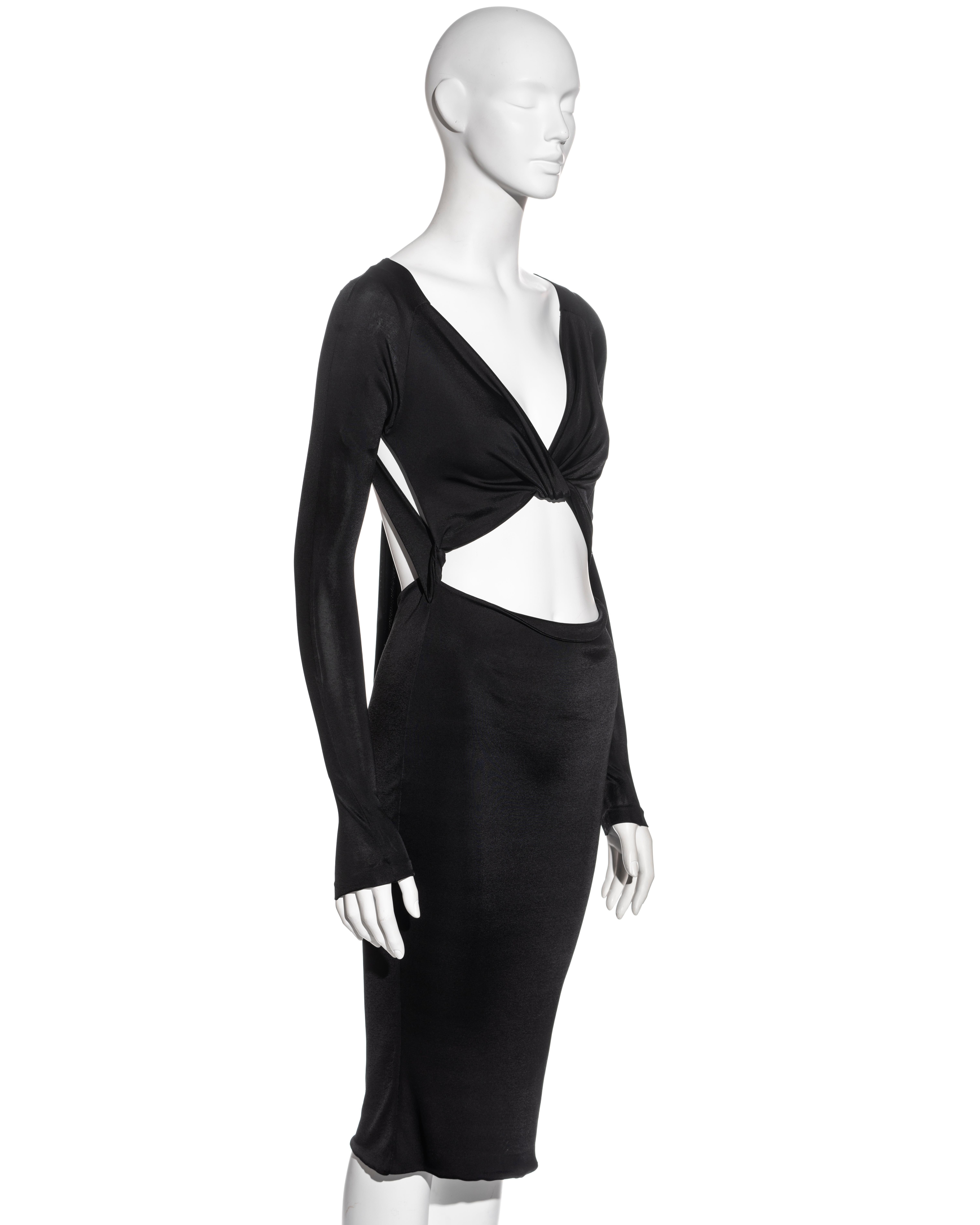 Gucci by Tom Ford black bare midriff long sleeve evening dress, fw 2003 In Excellent Condition In London, GB