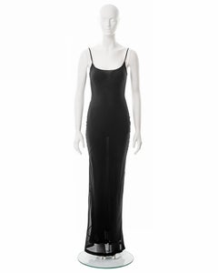 Gucci by Tom Ford black bias cut silk crepe chiffon evening slip dress, ss 1997
