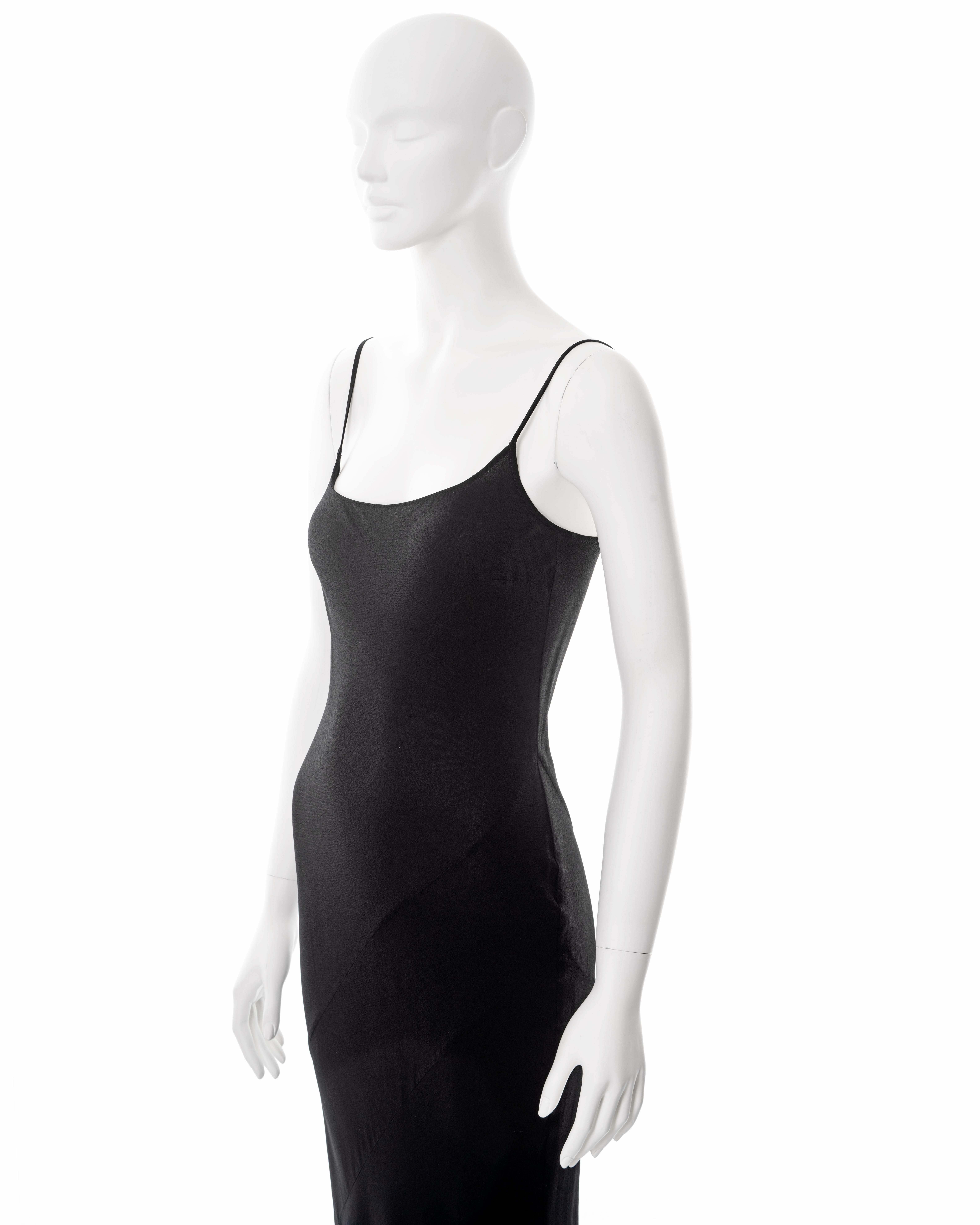 Women's Gucci by Tom Ford black bias cut silk crepe chiffon evening slip dress, ss 1997 For Sale