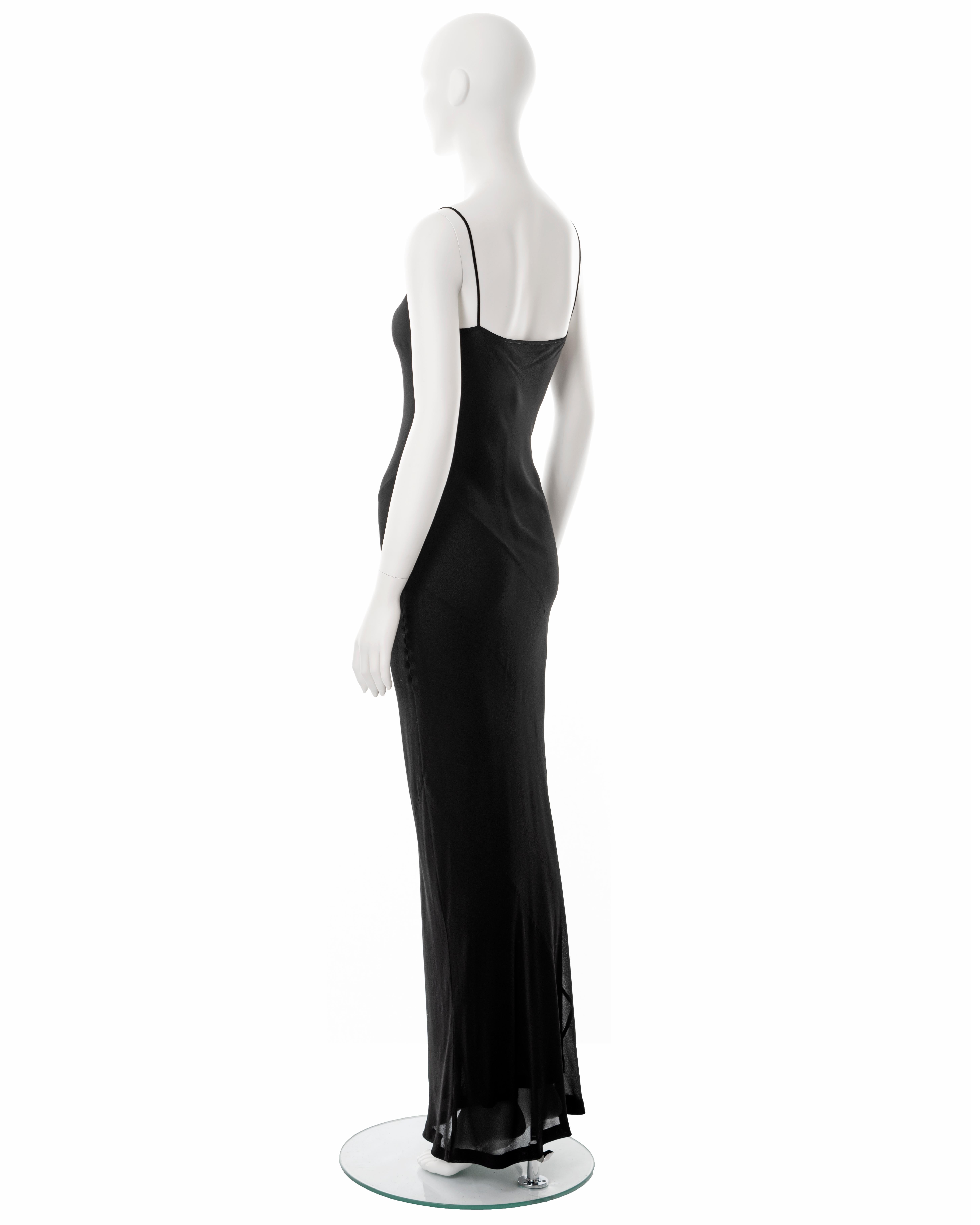 Gucci by Tom Ford black bias cut silk crepe chiffon evening slip dress, ss 1997 For Sale 1