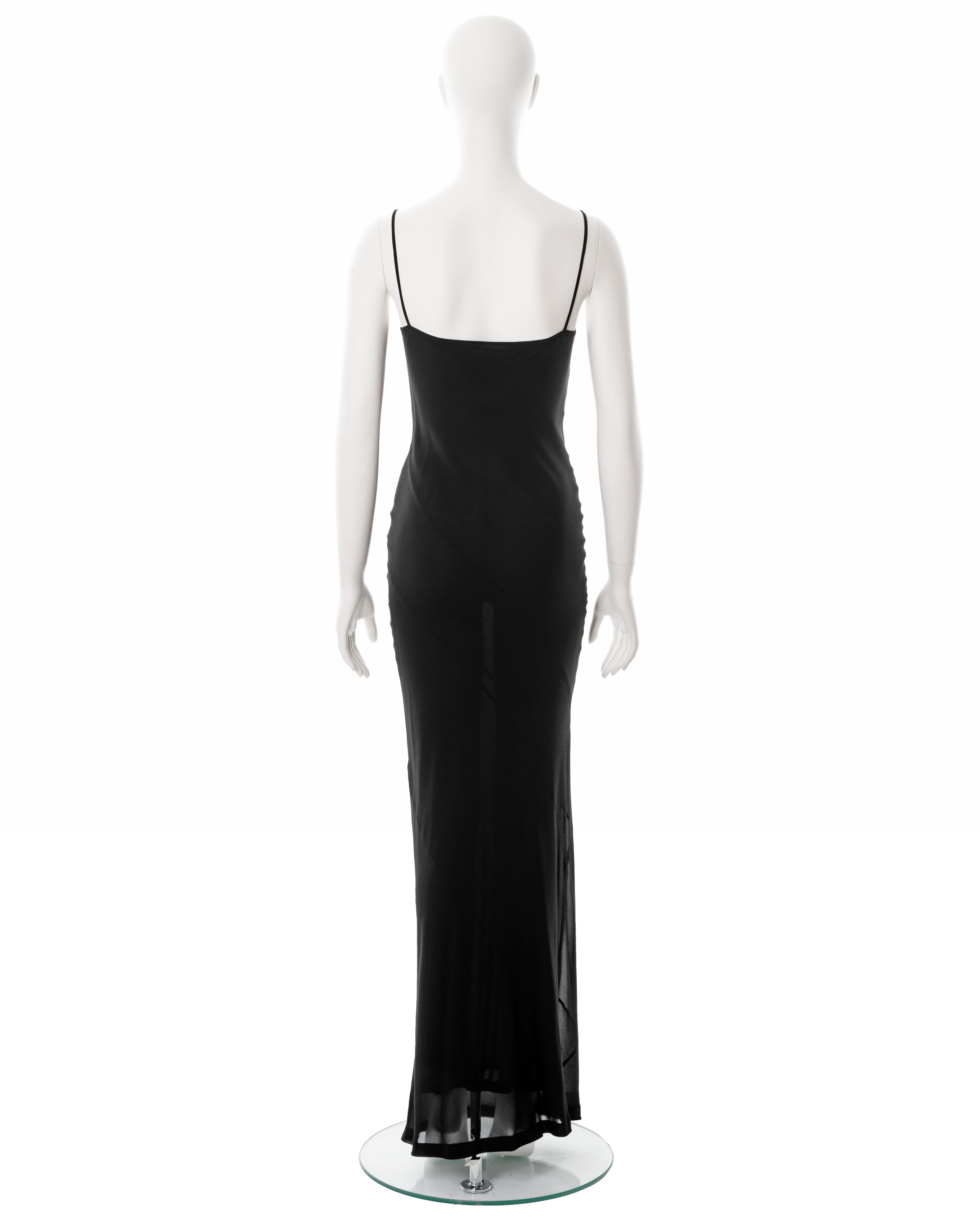 Gucci by Tom Ford black bias cut silk crepe chiffon evening slip dress, ss 1997 For Sale 2