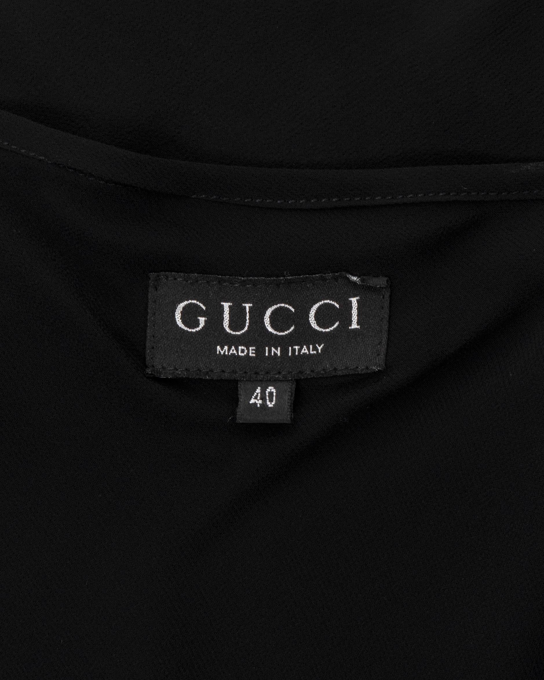 Gucci by Tom Ford black bias cut silk crepe chiffon evening slip dress, ss 1997 For Sale 3