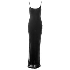 Robe de soirée Gucci par Tom Ford en mousseline de soie crêpe noire coupée en biais, ss 1997