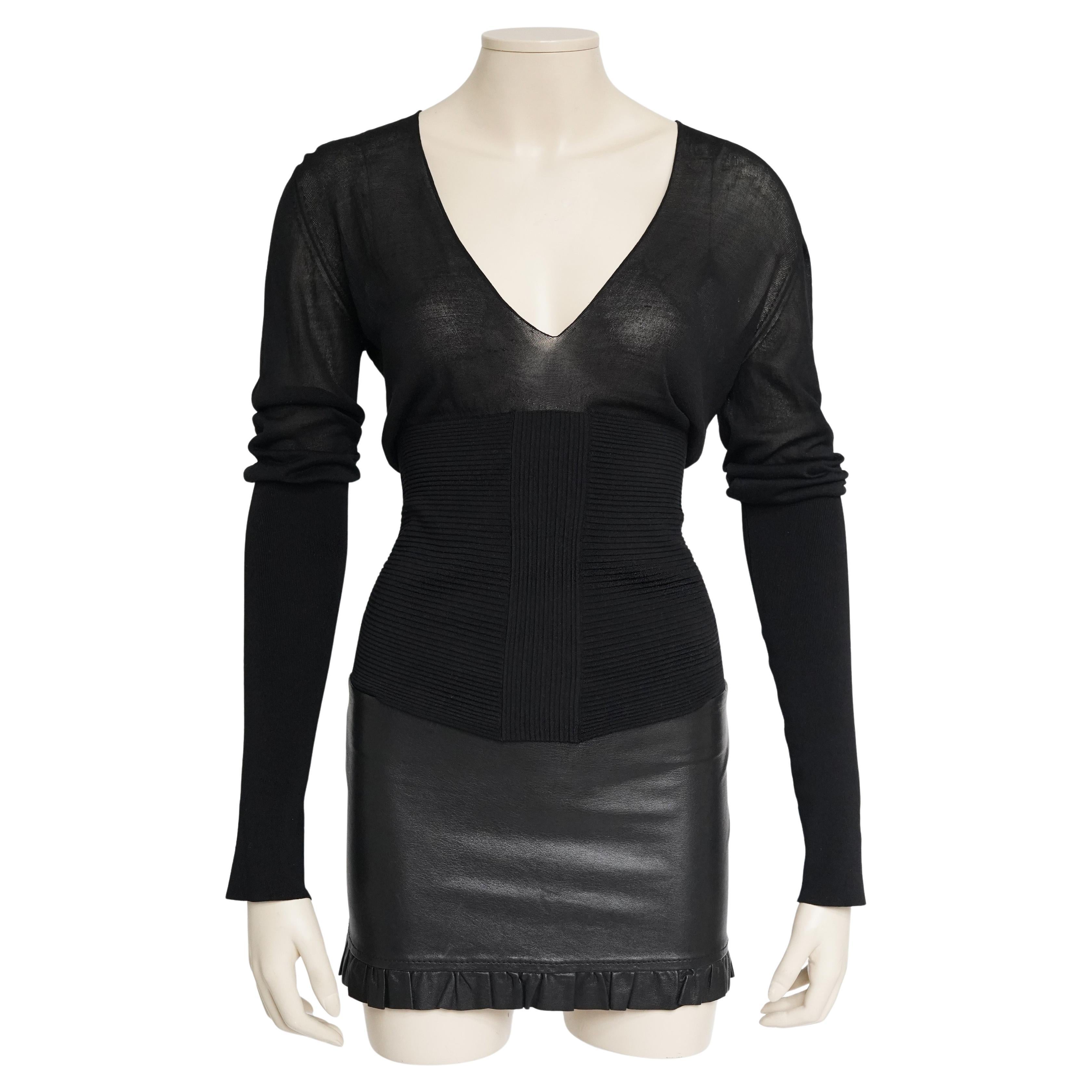 Gucci by Tom Ford Schwarzes Korsett-Strick-Top (ca. Anfang 2000) Größe IT M