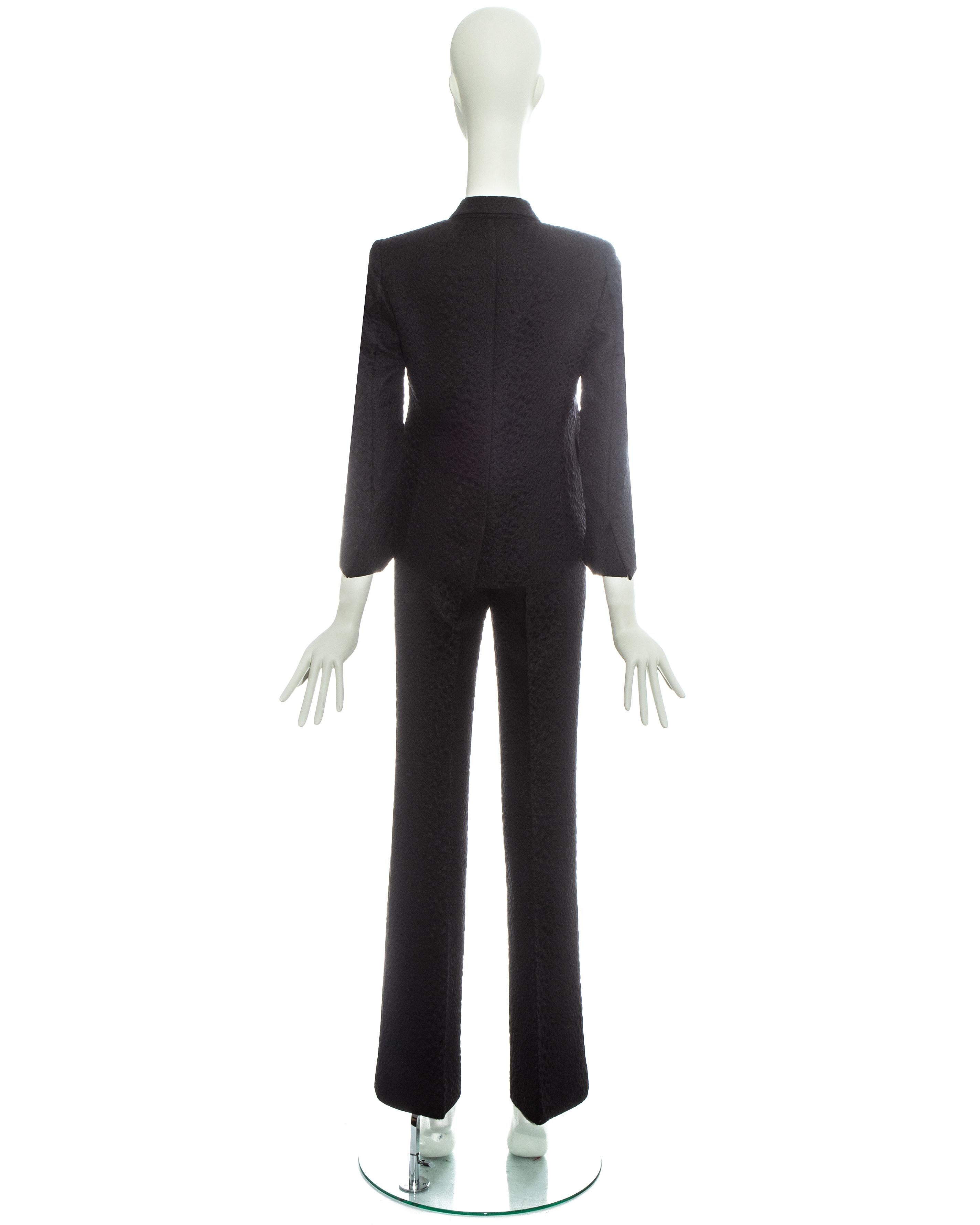 Women's Gucci by Tom Ford black croc embossed evening pant suit, ss 2000 For Sale