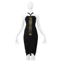 Gucci By Tom Ford Black Cutout Dress With Gold Fan Hardware 2004