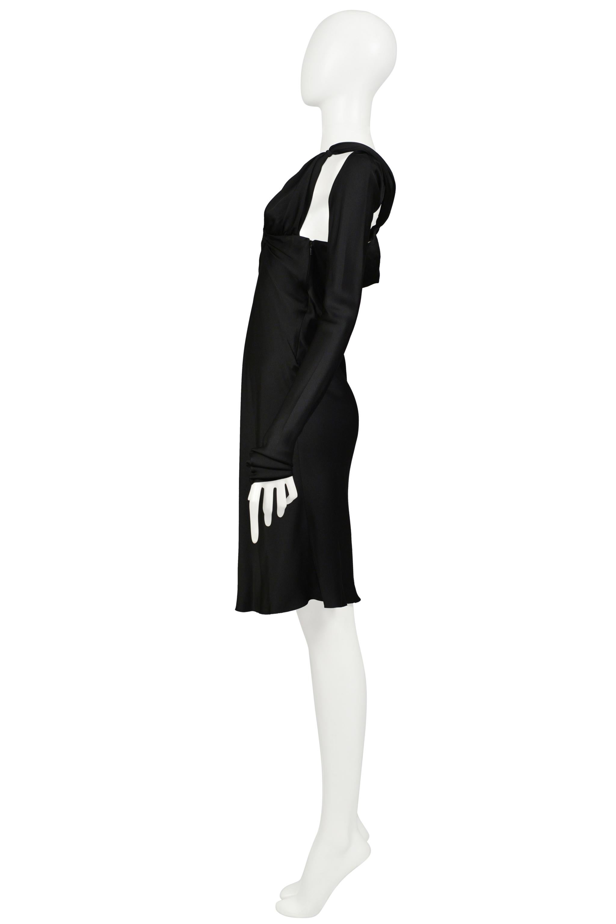 Gucci By Tom Ford Black Cutout Halter Dress With Attached Sleeves 2002 1