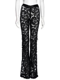 Gucci by Tom Ford black floral lace flared pants, fw 1999