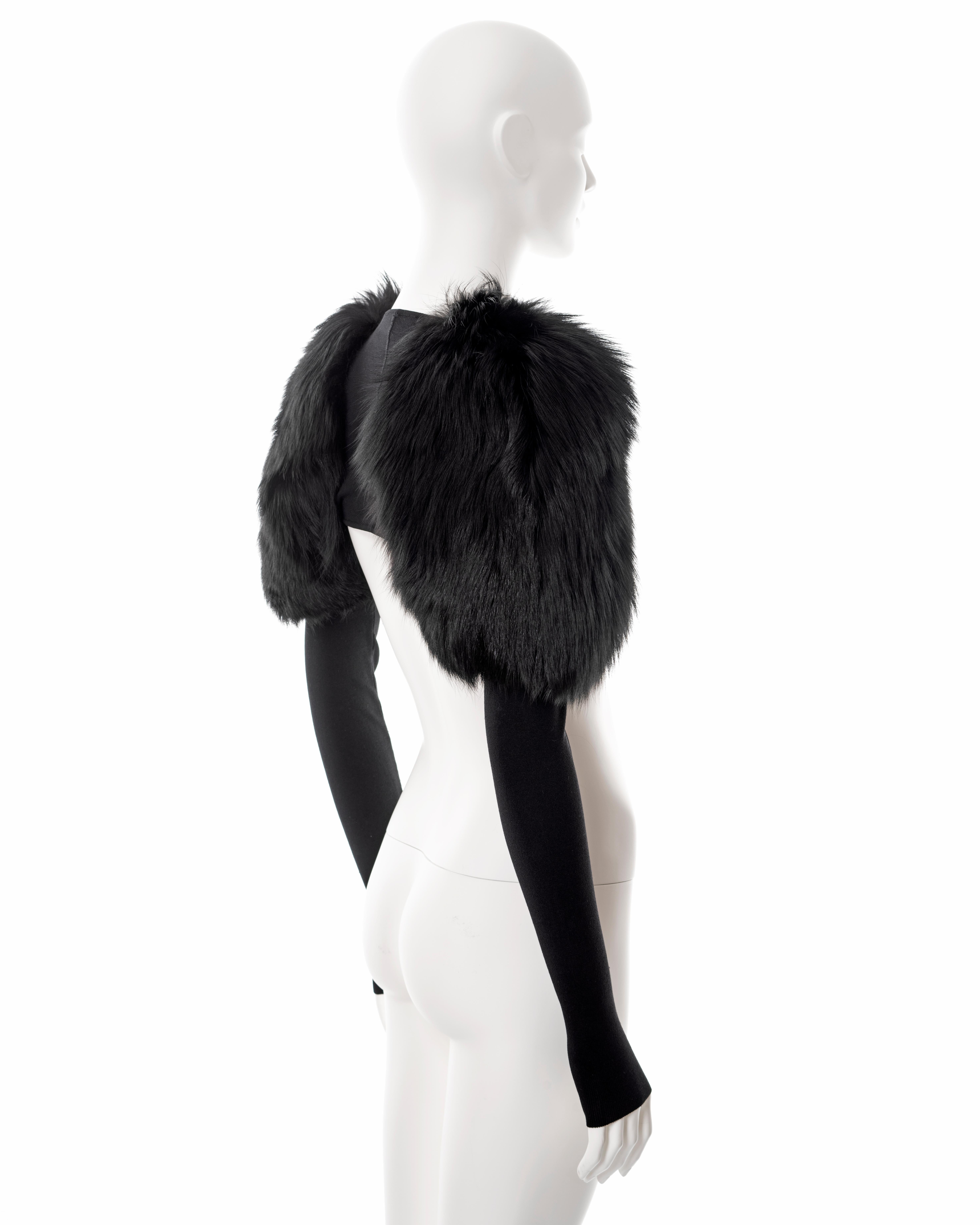 Gucci by Tom Ford black fox fur and silk jersey shrug, fw 2003 In Excellent Condition In London, GB