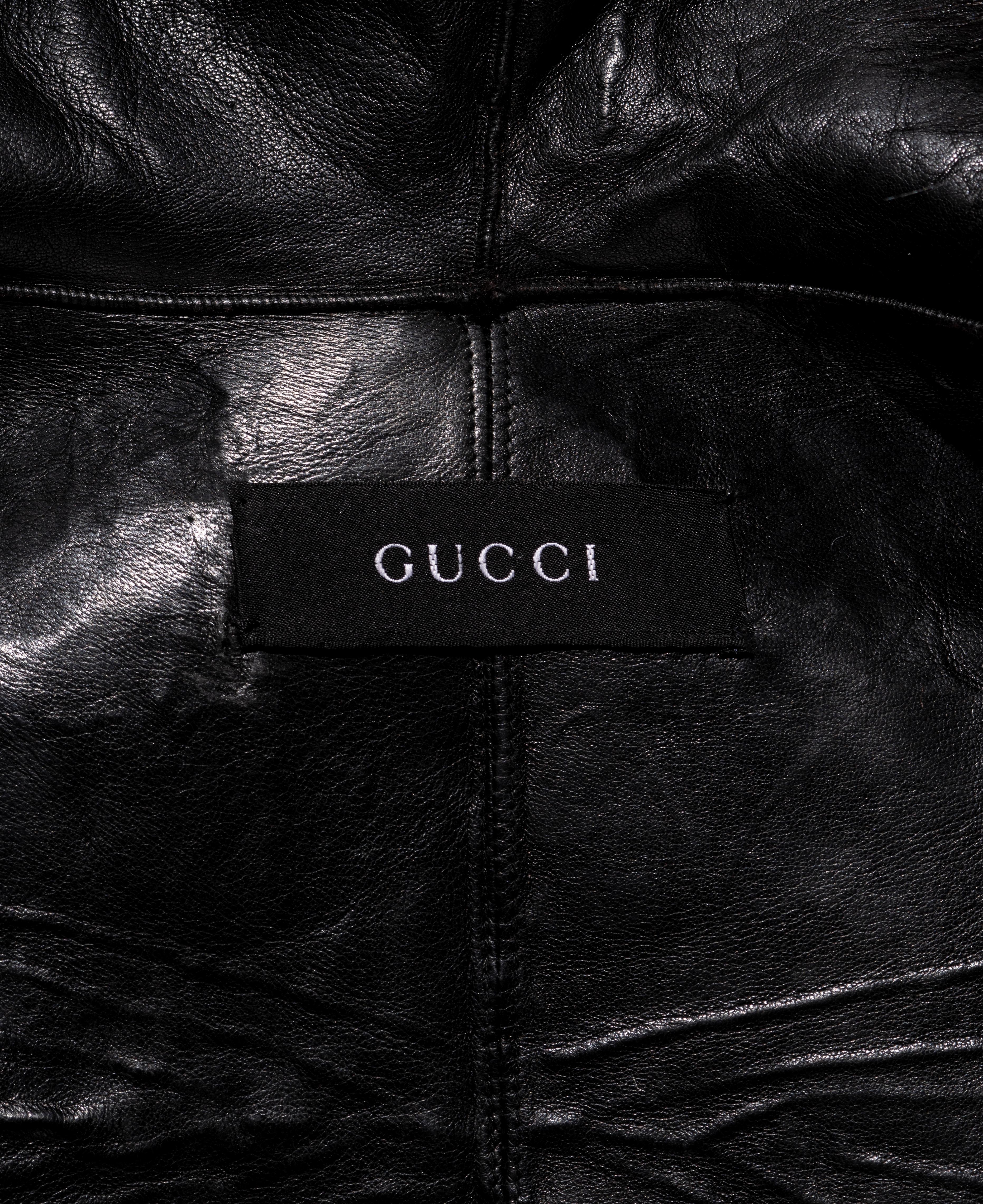 Gucci by Tom Ford black fox fur oversized hooded coat, fw 1998 9