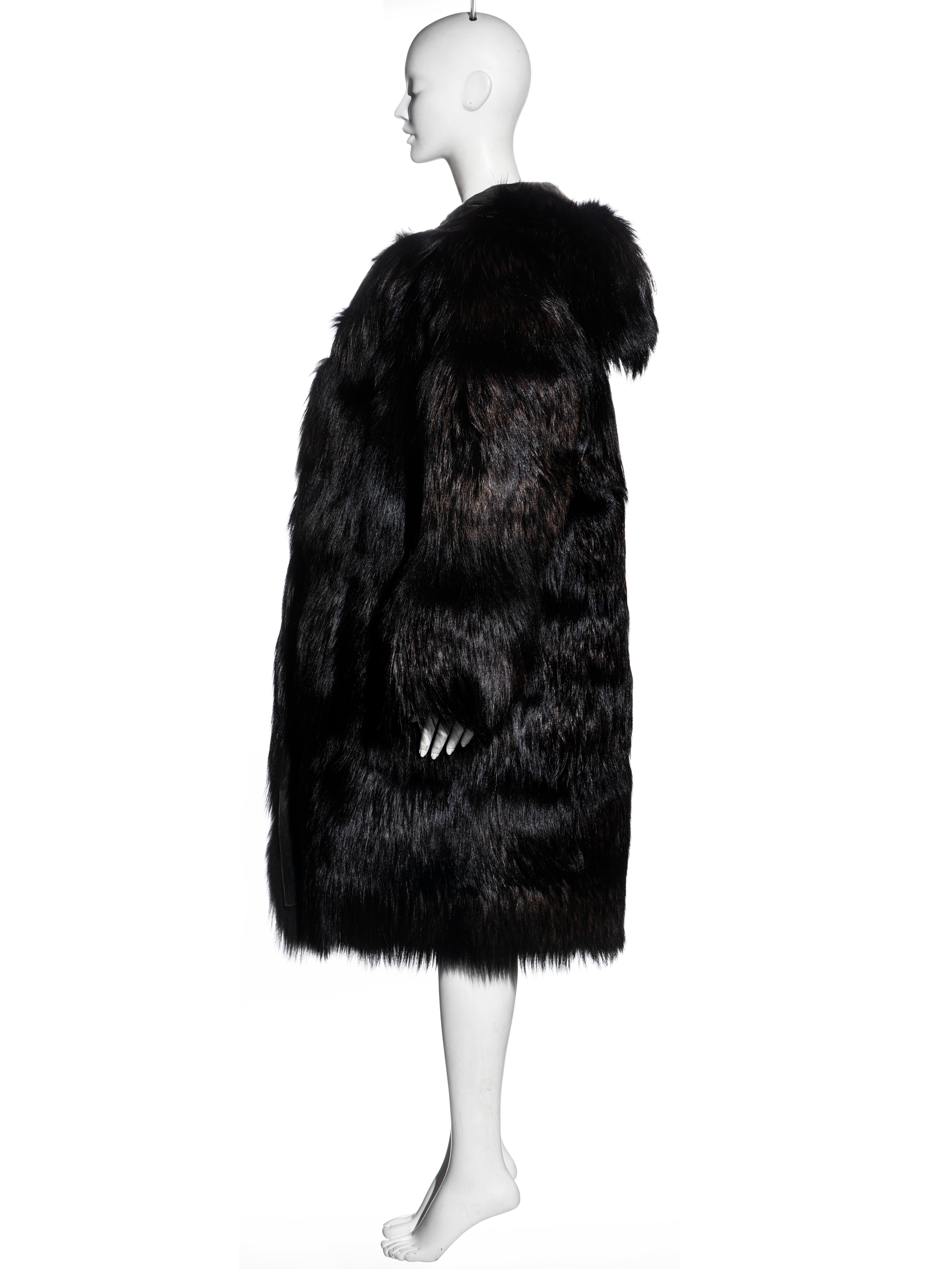 Gucci by Tom Ford black fox fur oversized hooded coat, fw 1998 4