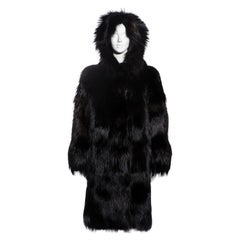 Gucci by Tom Ford black fox fur oversized hooded coat, fw 1998