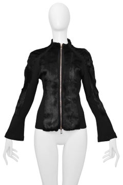 Gucci by Tom Ford Black Fur & Knit Cardigan circa 1999
