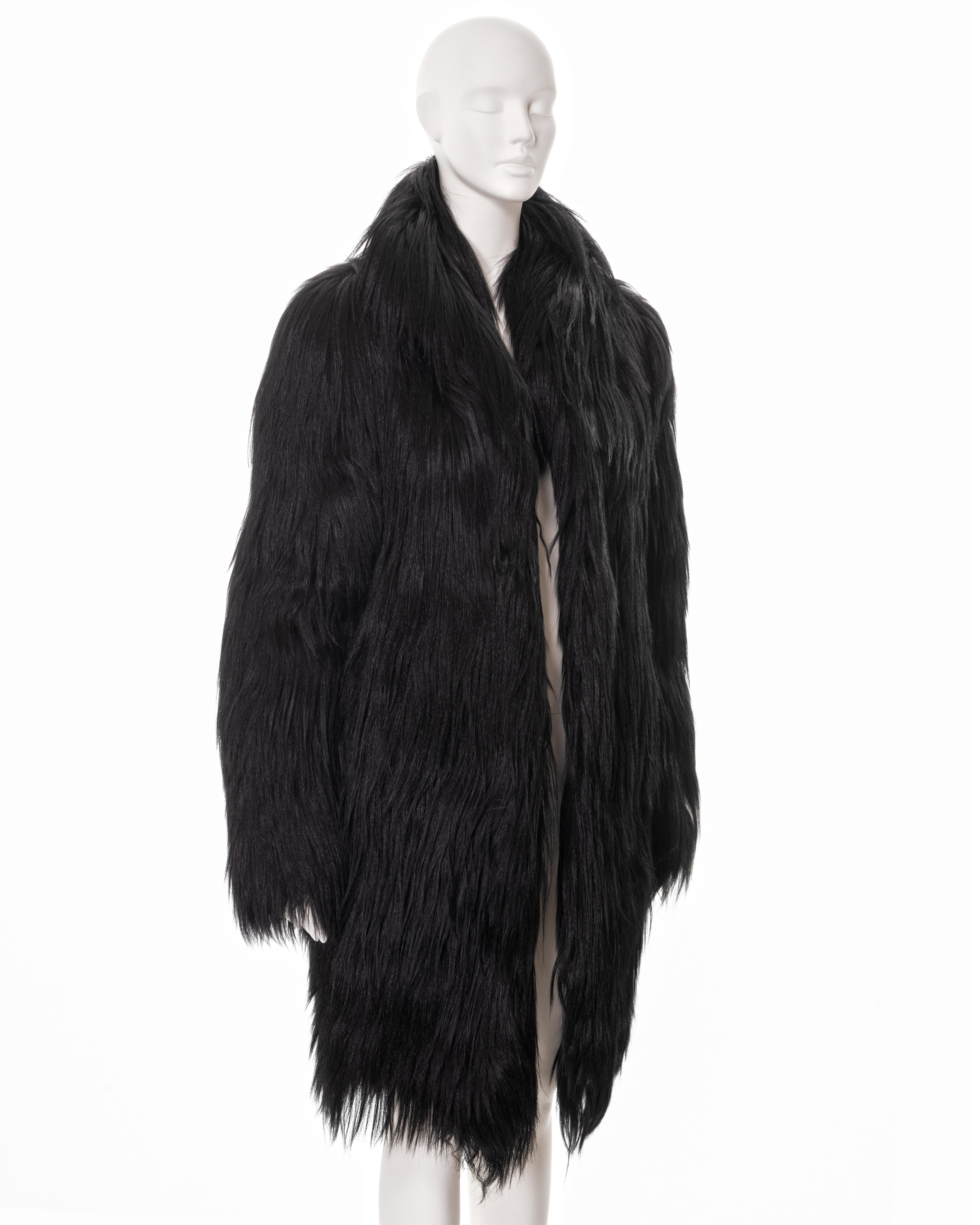 Gucci by Tom Ford black goat hair coat, fw 2001 For Sale 1