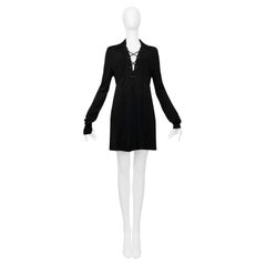 Vintage Gucci By Tom Ford Black Jersey Safari Mini Dress 1996