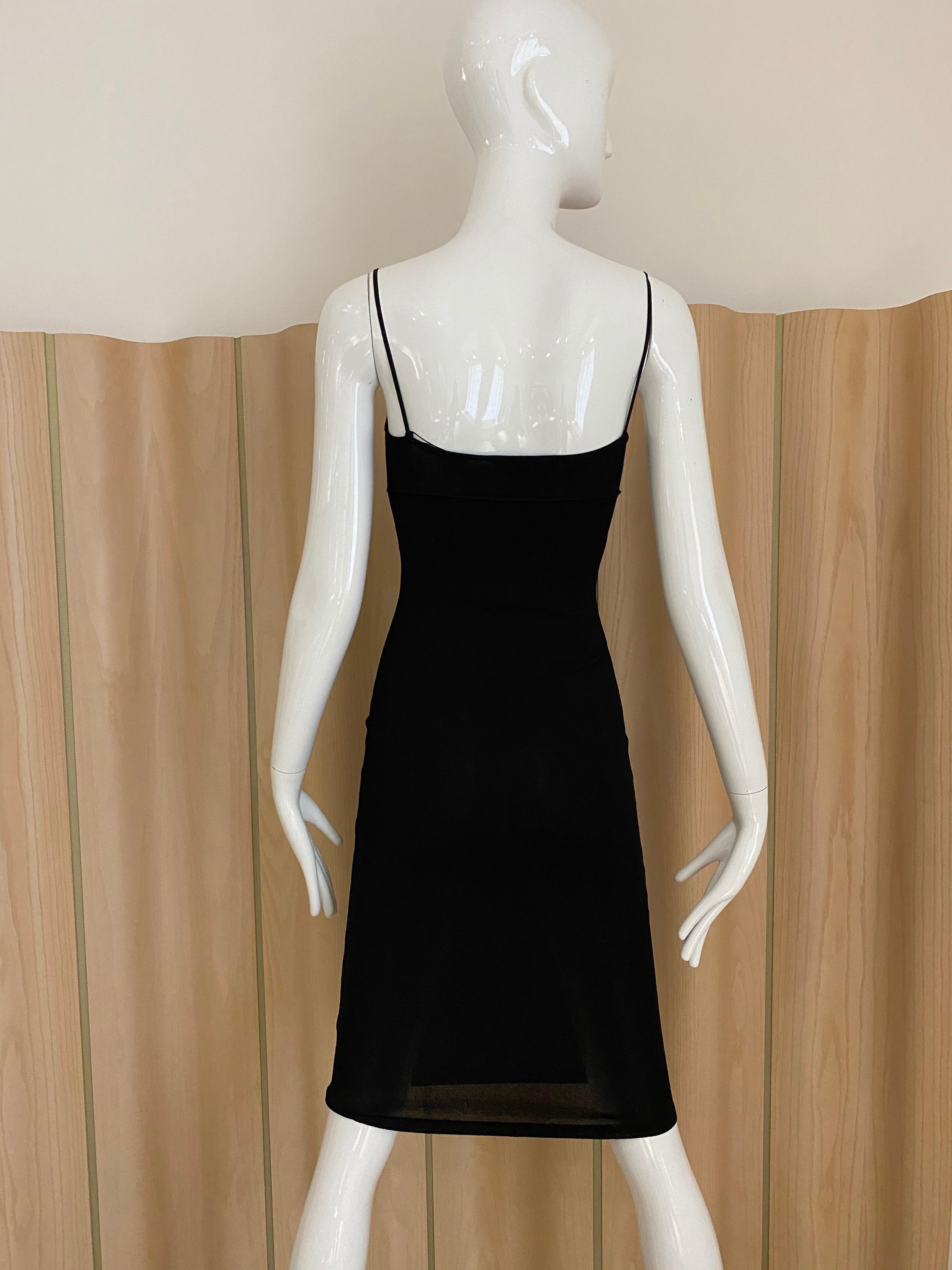 Gucci by Tom Ford Black Knit fitted Spaghetti Strap Dress In Good Condition For Sale In Beverly Hills, CA
