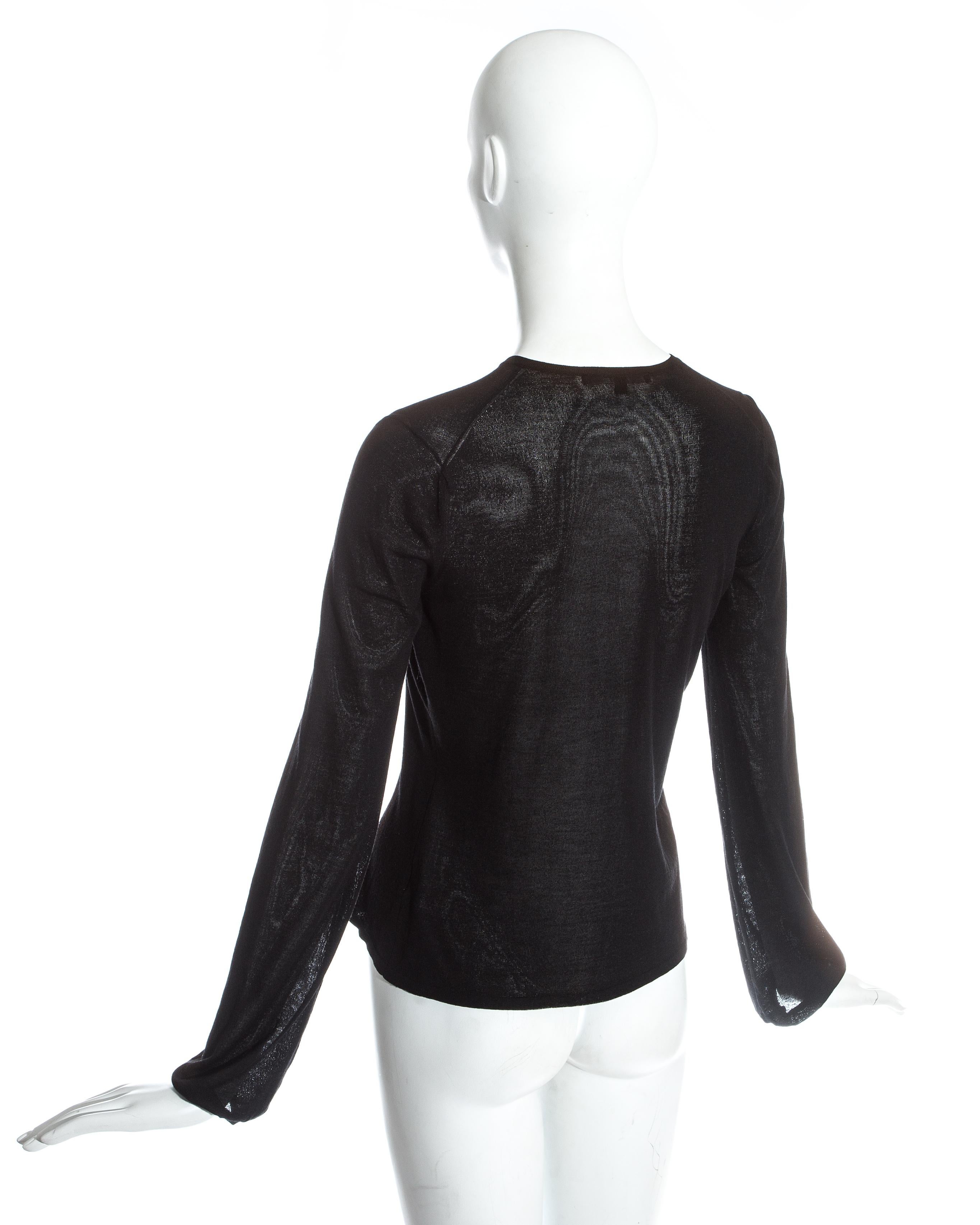 Gucci by Tom Ford black knitted evening blouse with leather rose, fw 1999 In Excellent Condition In London, GB