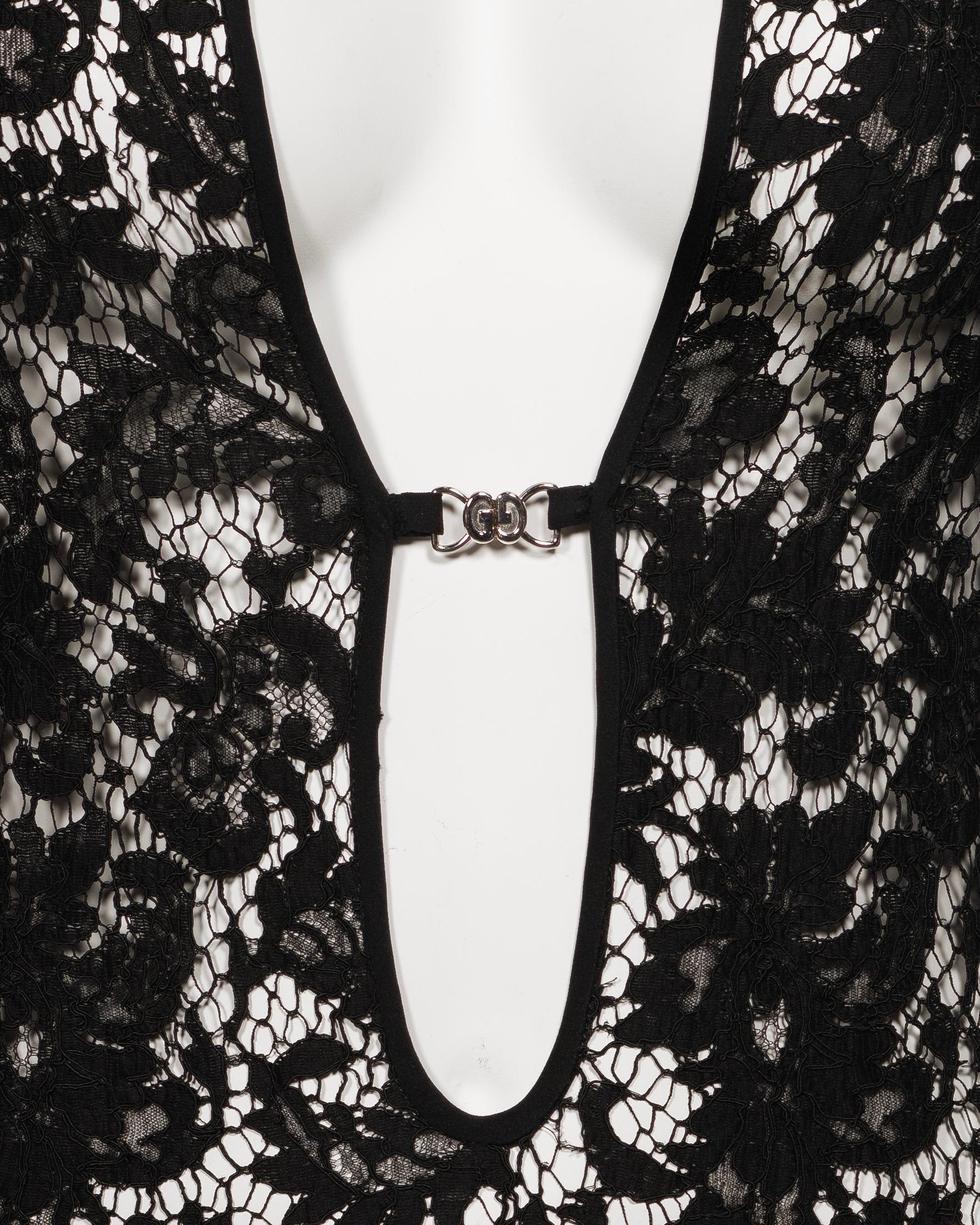 Gucci by Tom Ford Black Lace Long Sleeve Micro Mini Dress, SS 1996 1
