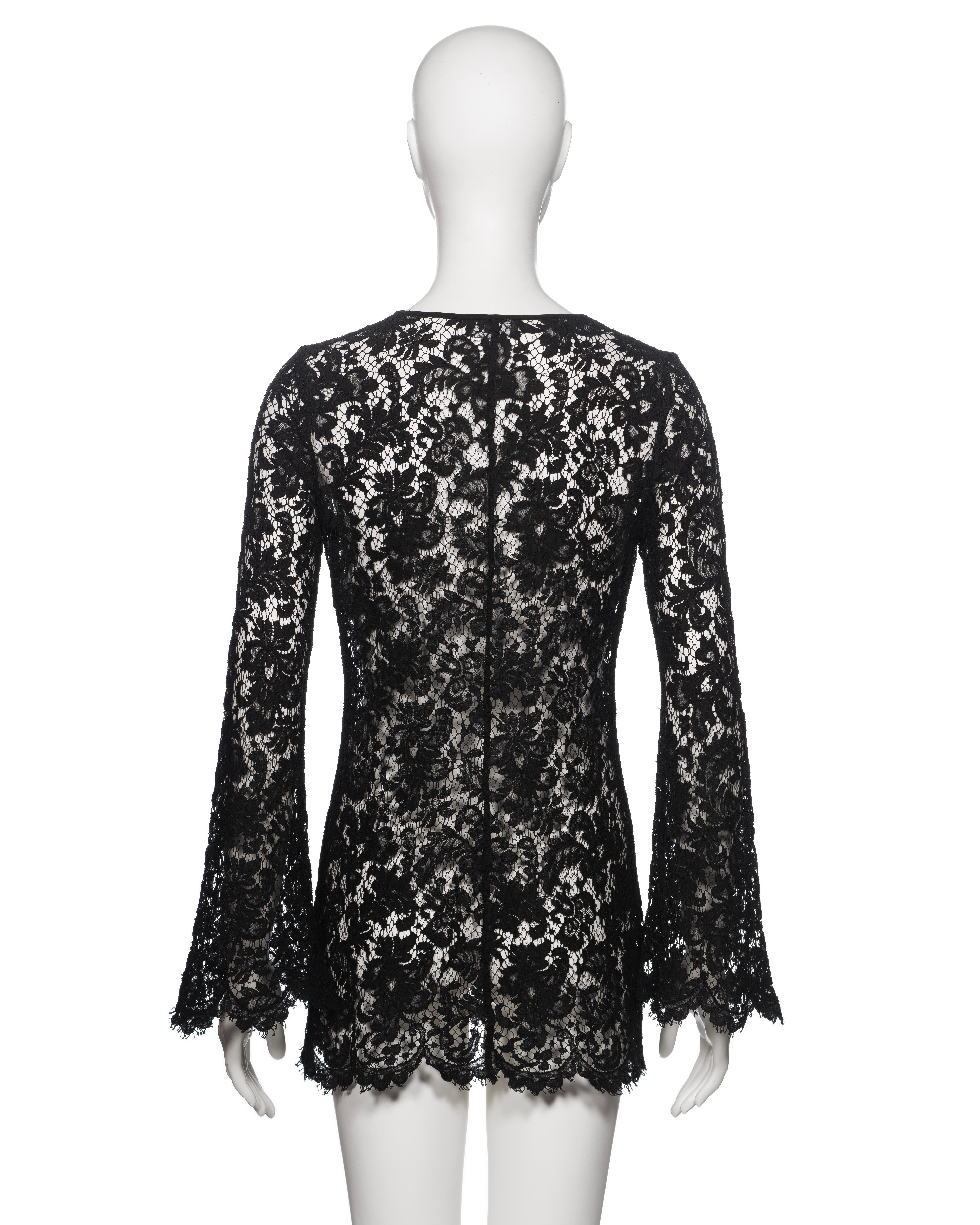 Gucci by Tom Ford Black Lace Long Sleeve Micro Mini Dress, SS 1996 5
